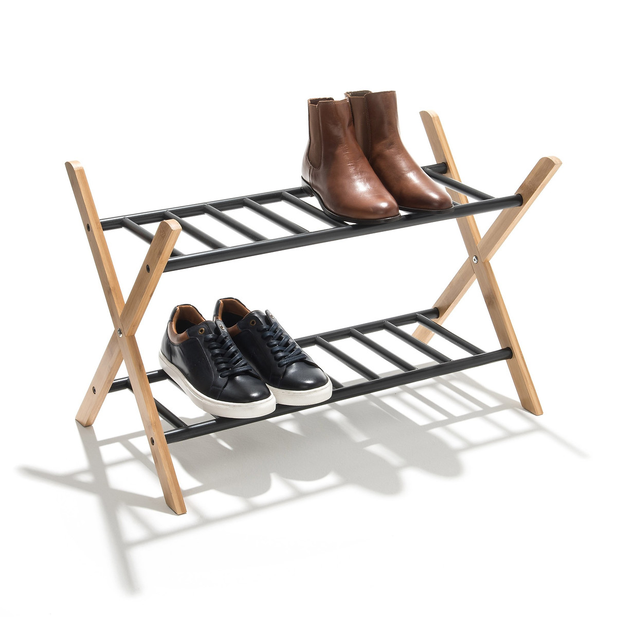 Two level shoe rack top