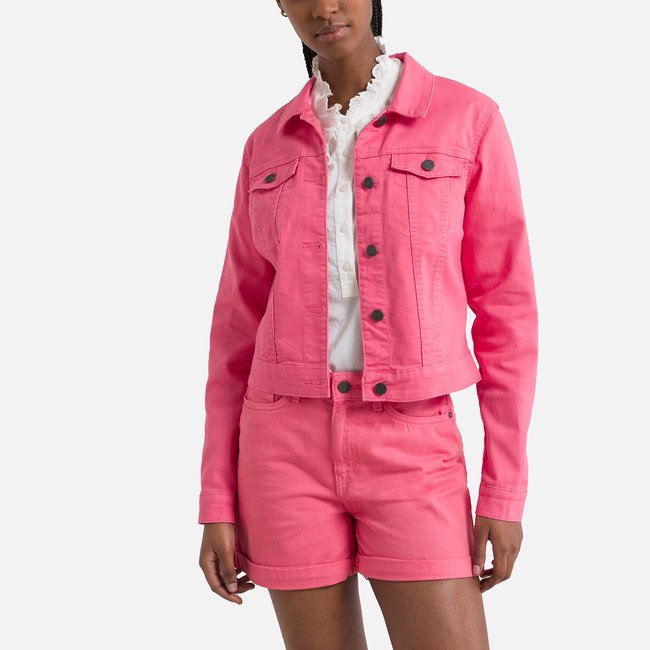 Denim Buttoned Jacket, coral, NOISY MAY