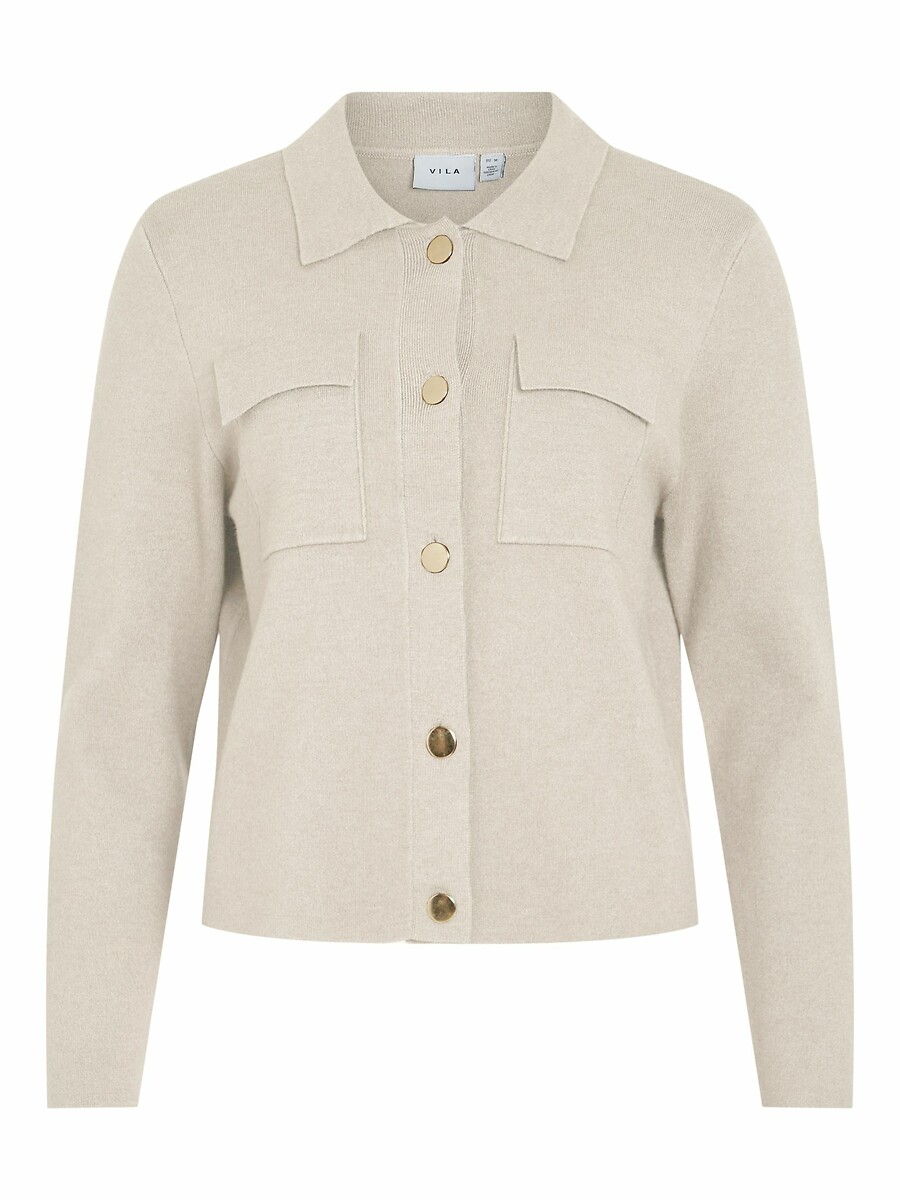Cardigan con collo a polo e bottoni dorati, VILA