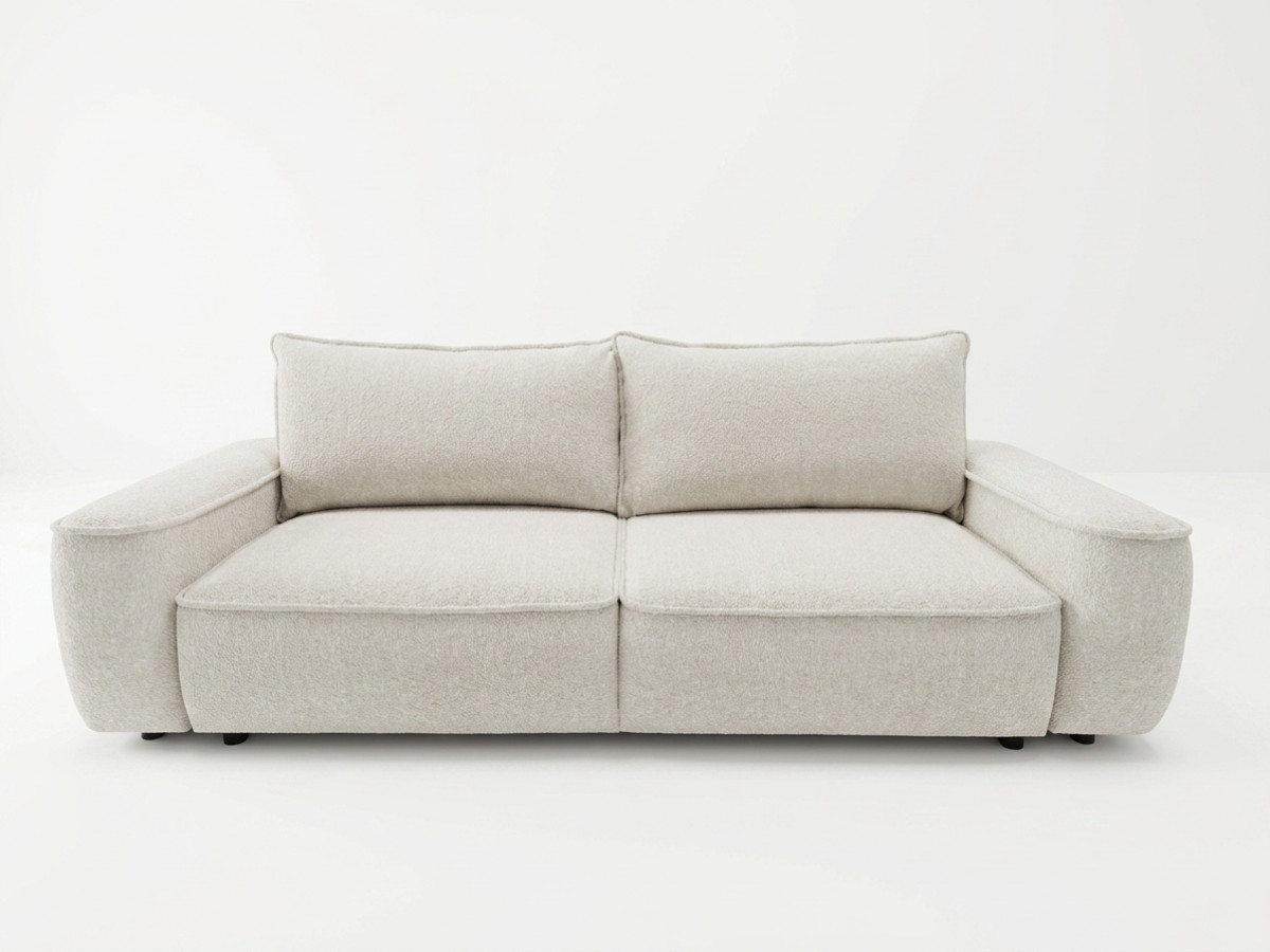 Canapé droit convertible 3 places en tissu chenille, HONORE, BOBOCHIC