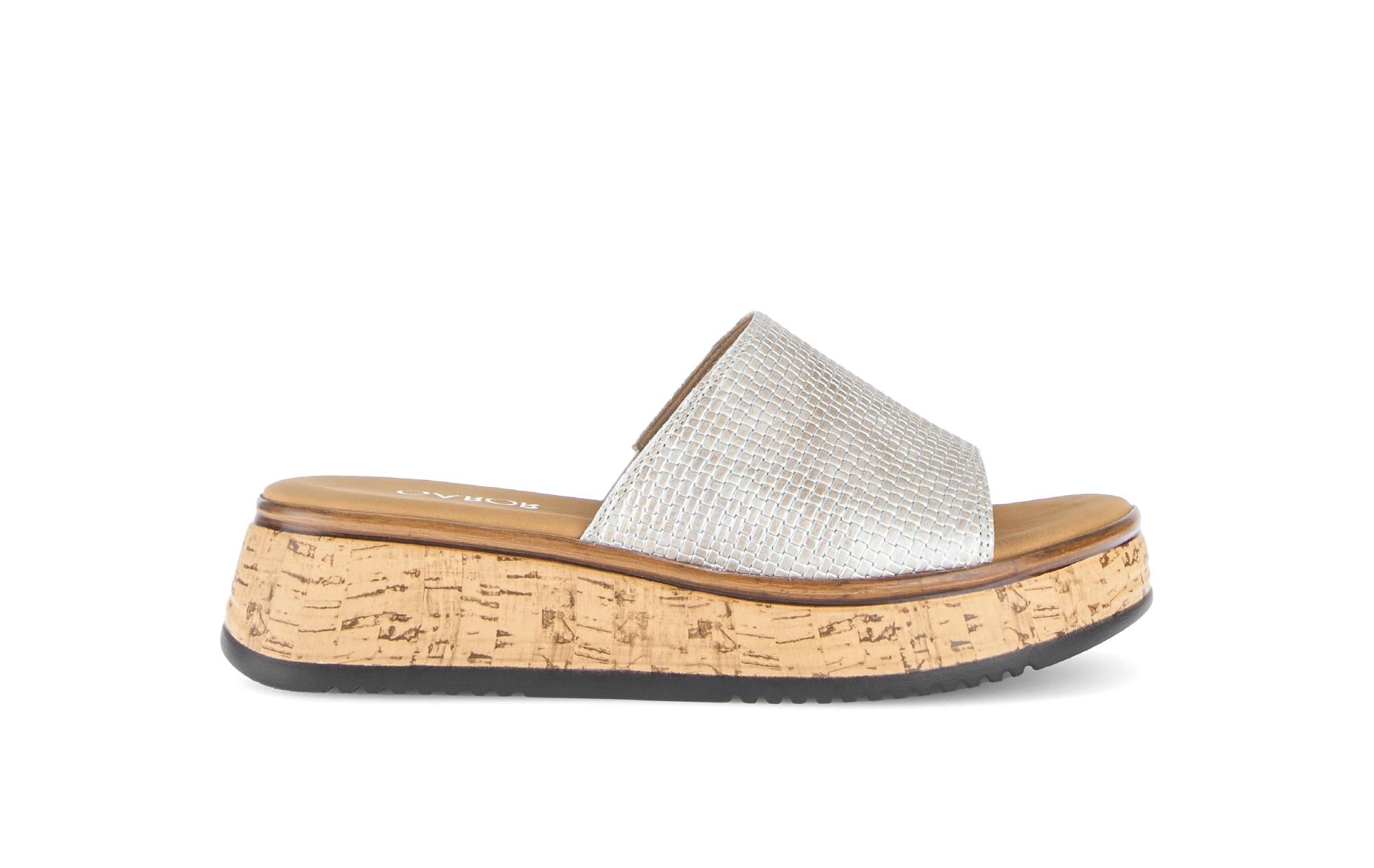 Mules en cuir à talon compensé, GABOR