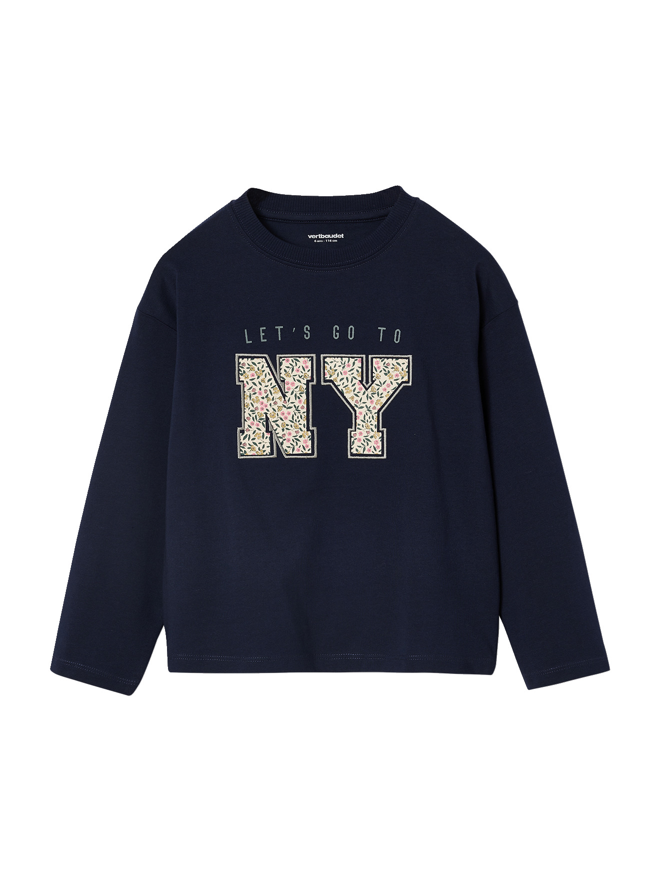 T-shirt animation lettres manches longues, VERTBAUDET
