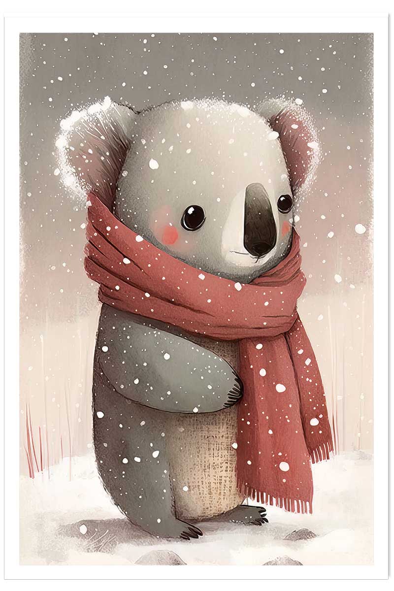 Affiche enfant koala sous la neige, HEXOA