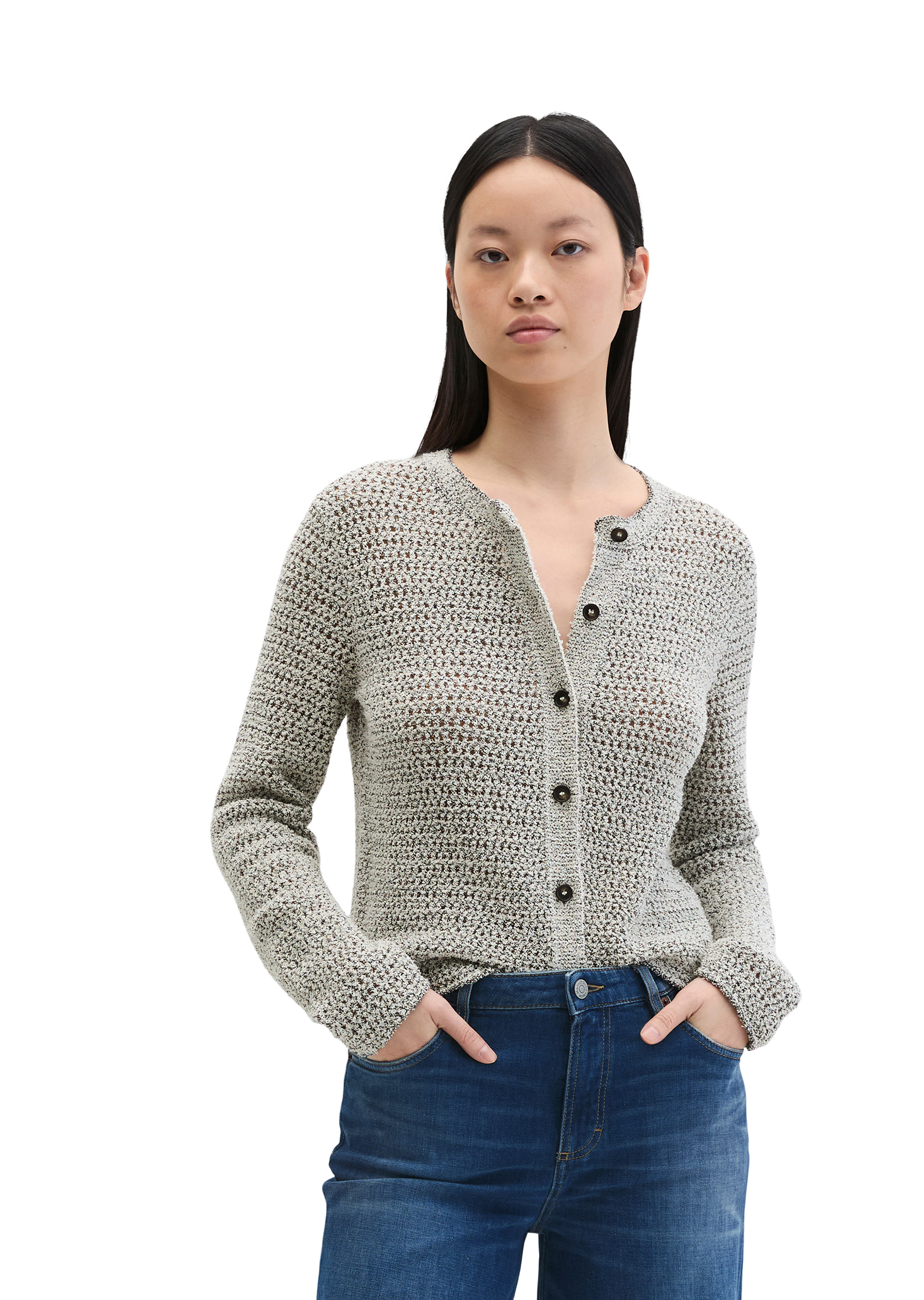Cardigan regular en fil bicolore, MARC O'POLO