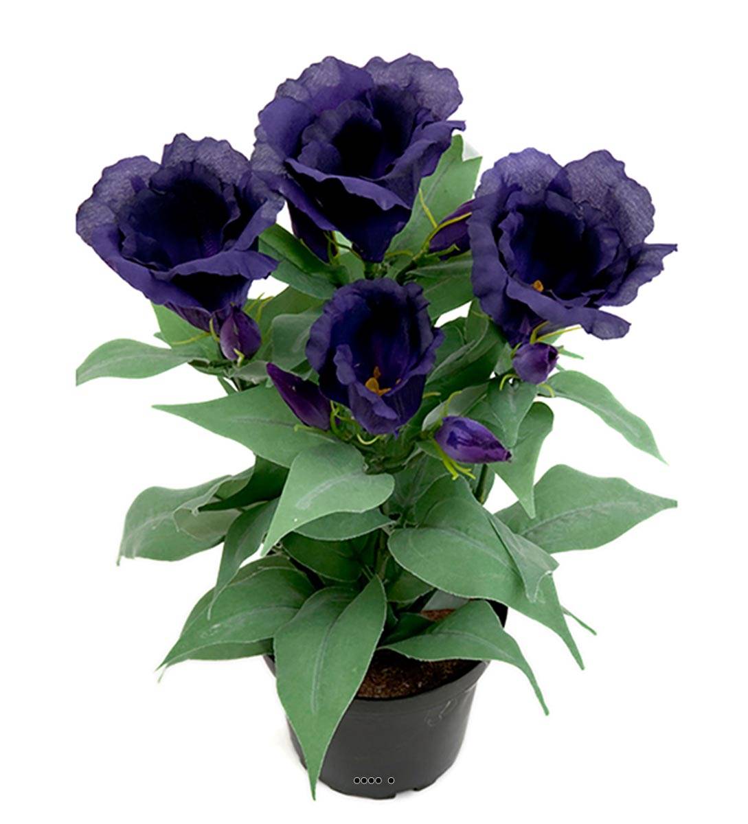 Eustoma artificiel en pot, 4 têtes de fleur, ARTIFICIELLES