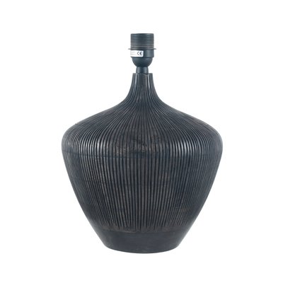 Black Mango Wood Etched Table Lamp Base SO'HOME