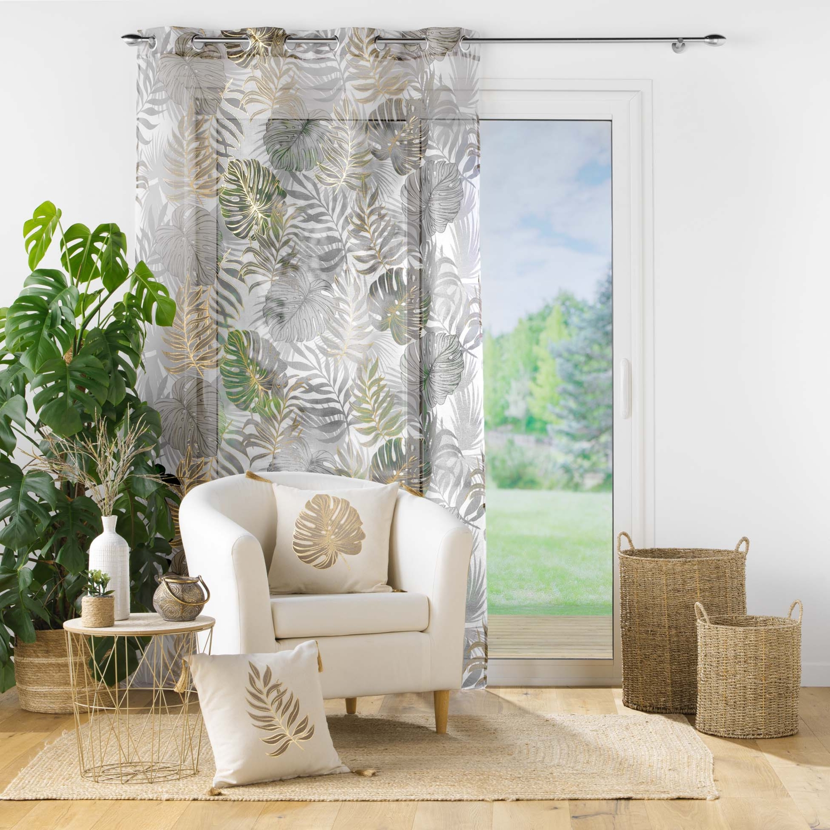 Voilage sablé au style nature dorée, DOUCEUR D'INTÉRIEUR