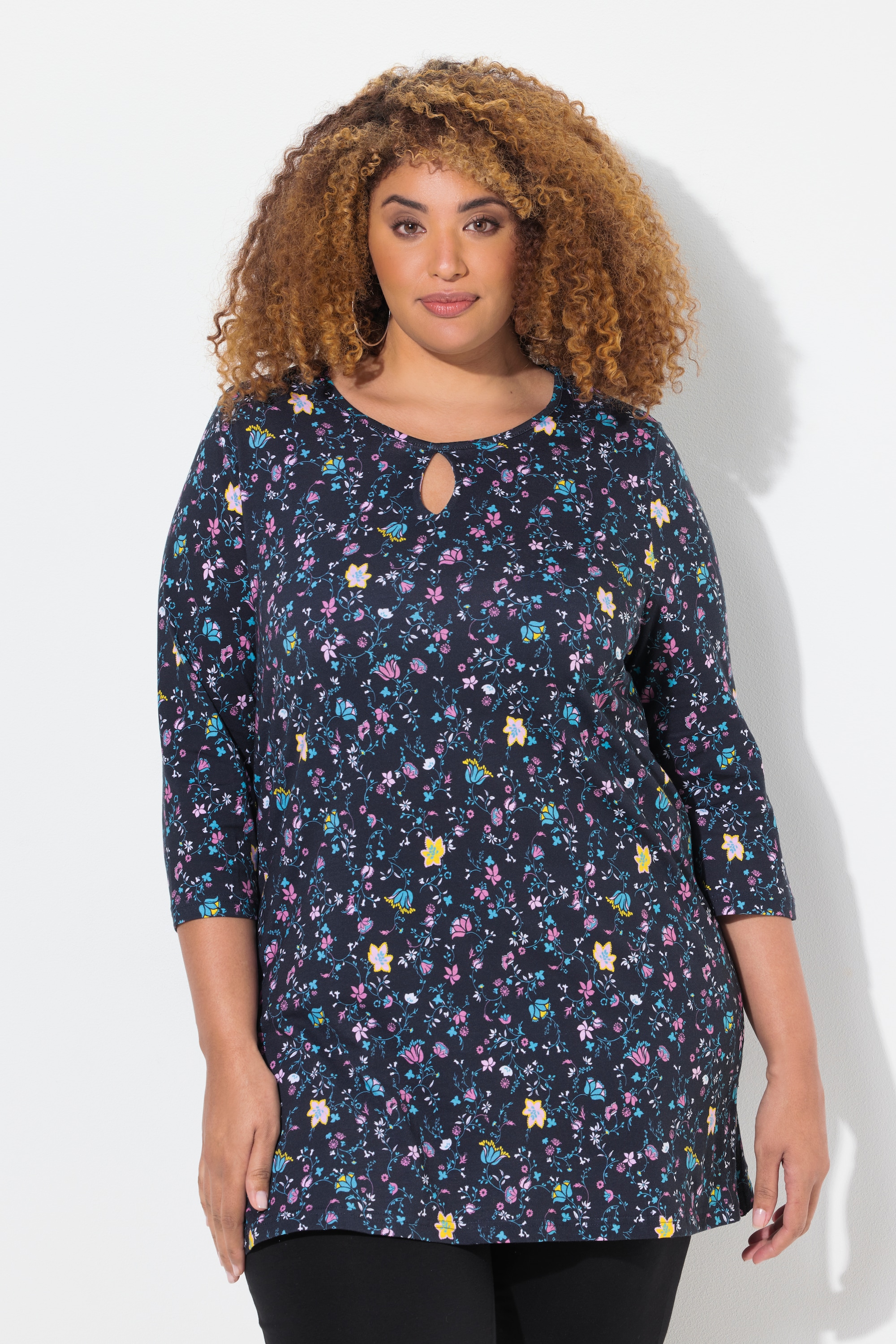 T-shirt long à fleurs, ULLA POPKEN