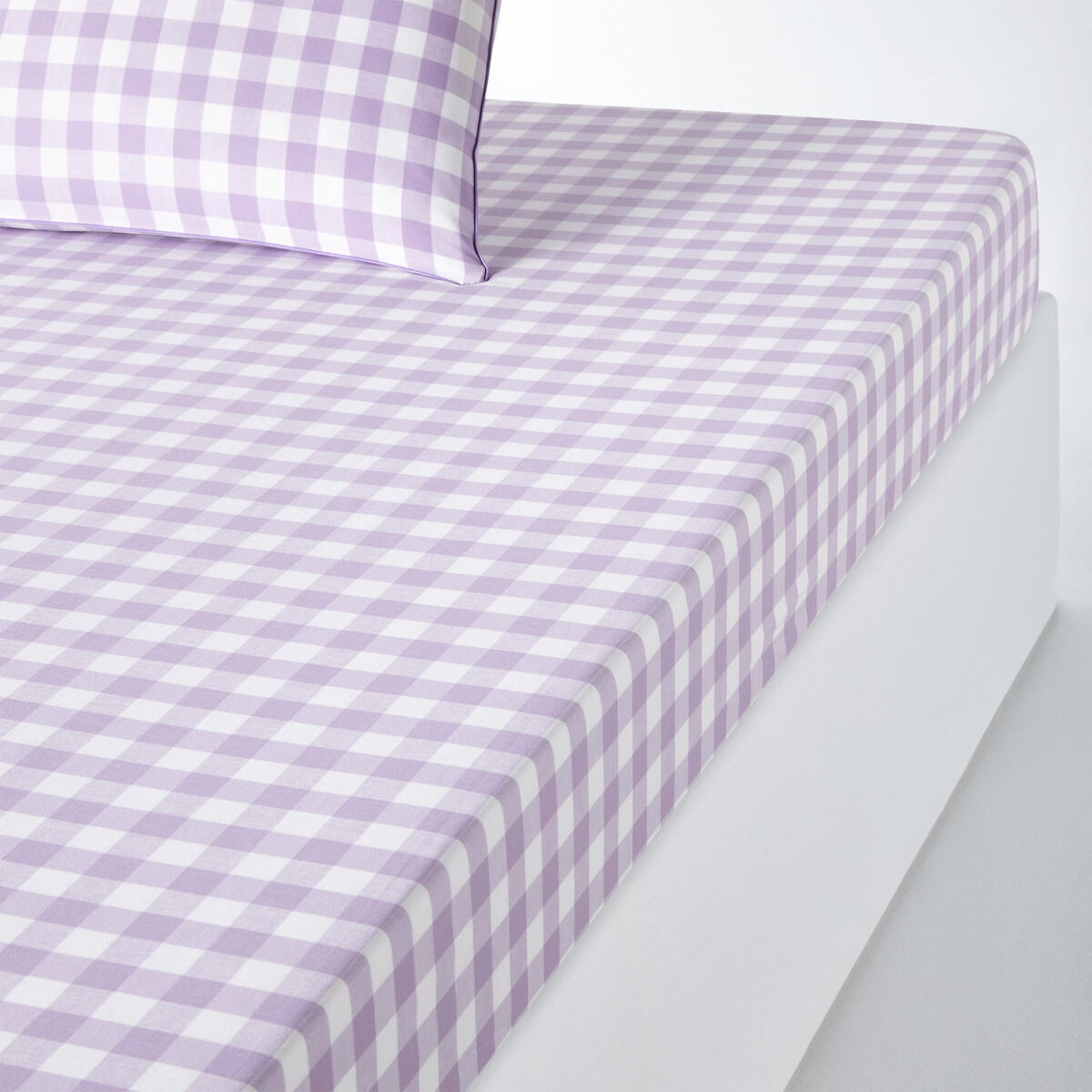 Veldi Purple Gingham Check 100% Cotton Fitted Sheet