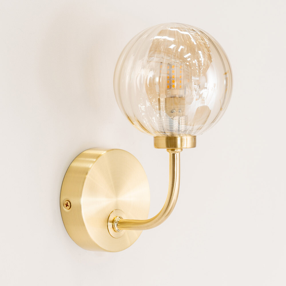 Chelsi Ribbed Glass Globe Wall Light, SO'HOME