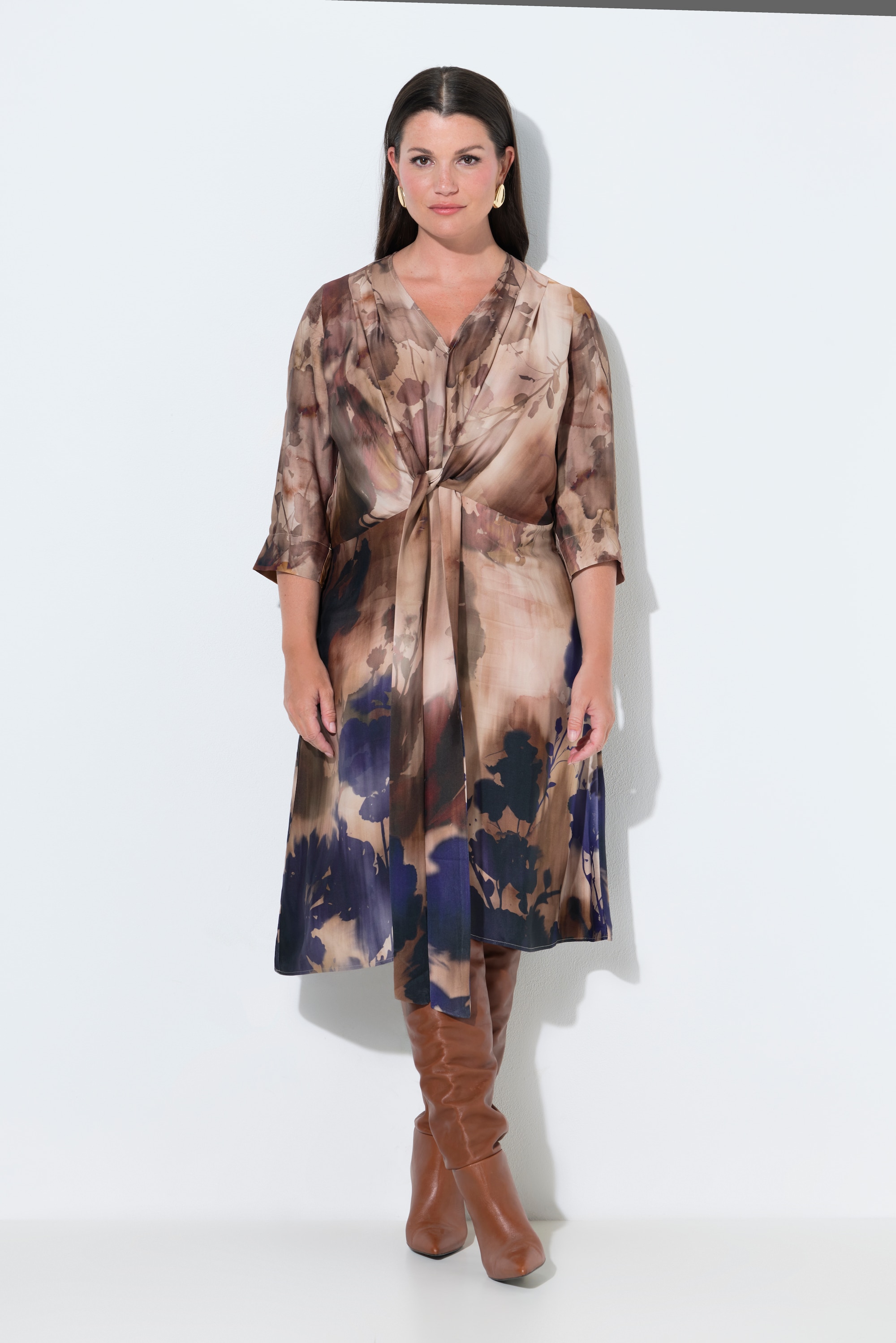 Robe longue en satin, esprit aquarelle, ULLA POPKEN