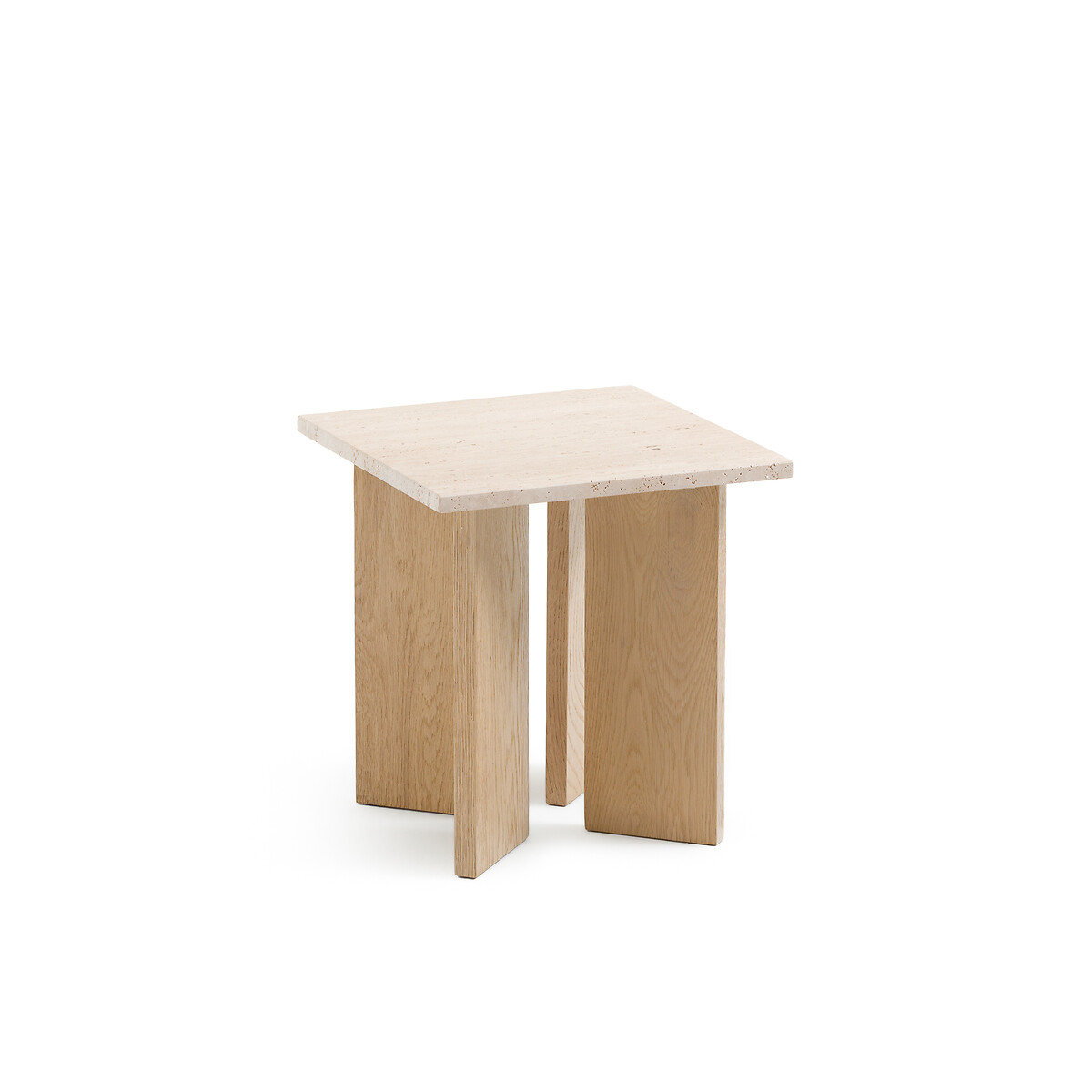 Mindo Bleached Oak & Travertine Side Table