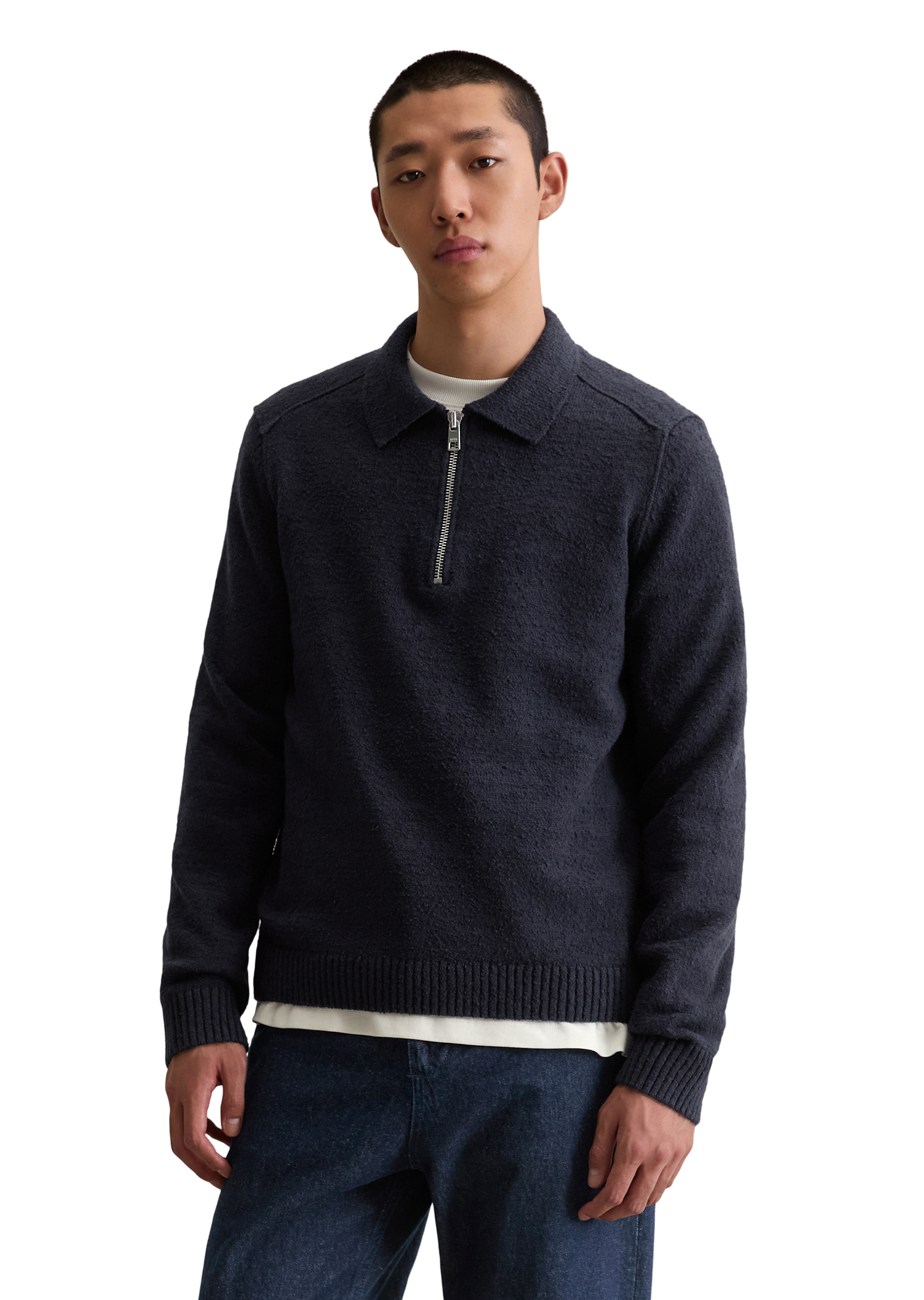Pull-over en tricot bouclette relaxed en coton bio, MARC O’POLO DENIM