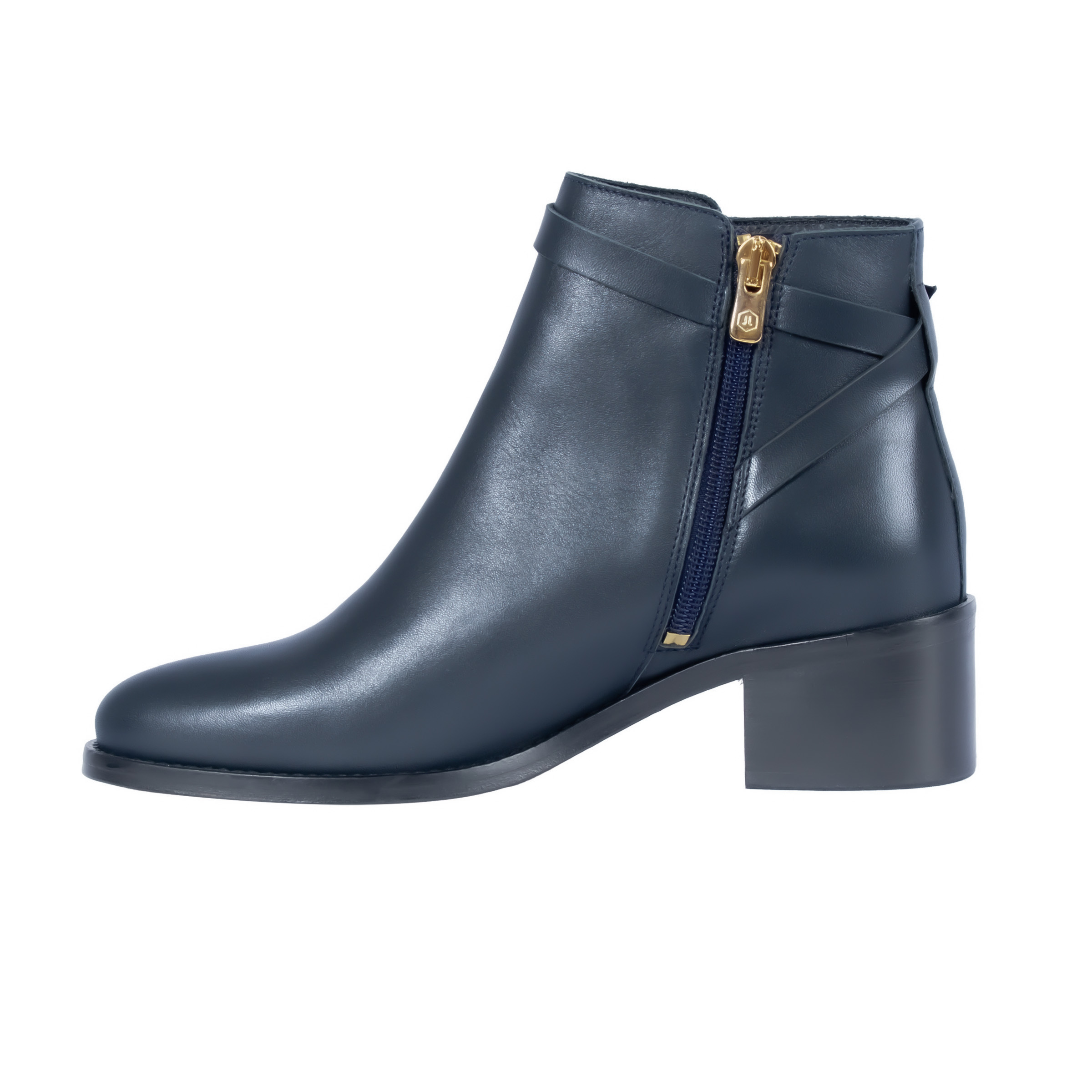 Bottines Femme JUST CLASS En Cuir Lisse Noir - Doublure Cuir - Talons Petits 2.5cm - Taille 37 - Très Bon état
