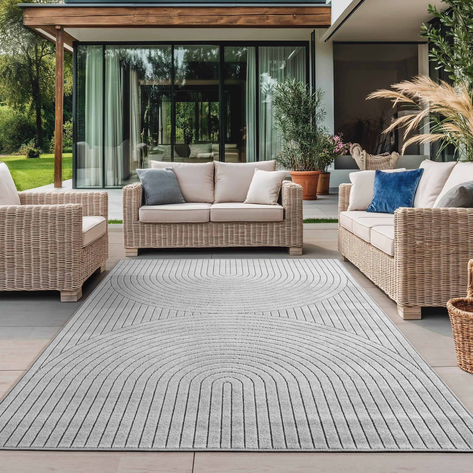 Tapis intérieur extérieur à motif minimaliste ALVORA, NAZAR RUGS