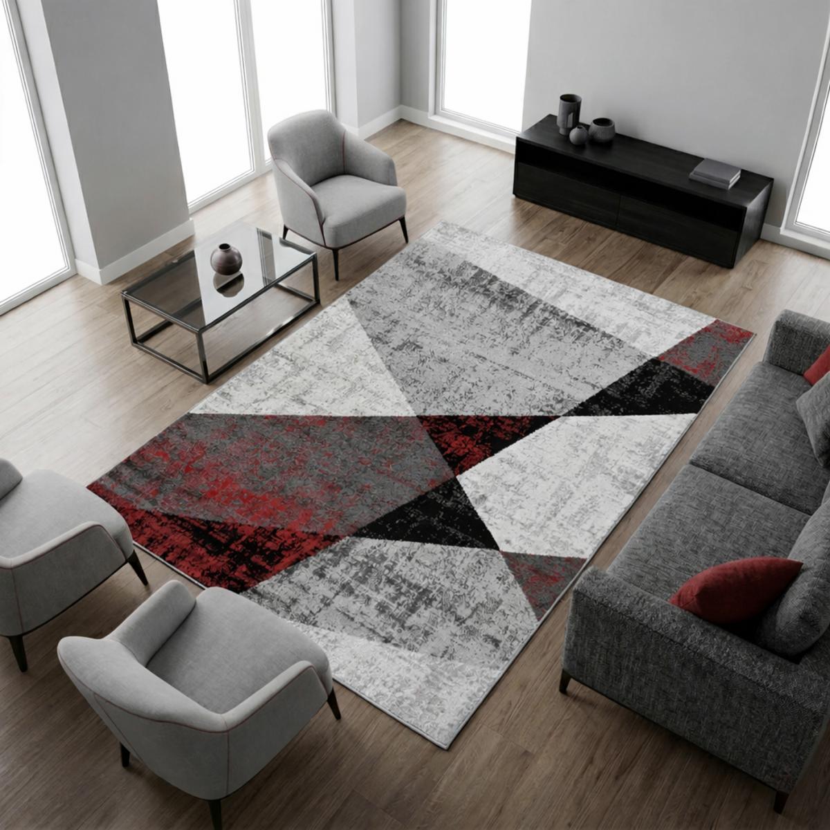 Tapis salon et chambre tissé motif géométrique ROSALINE, UN AMOUR DE TAPIS