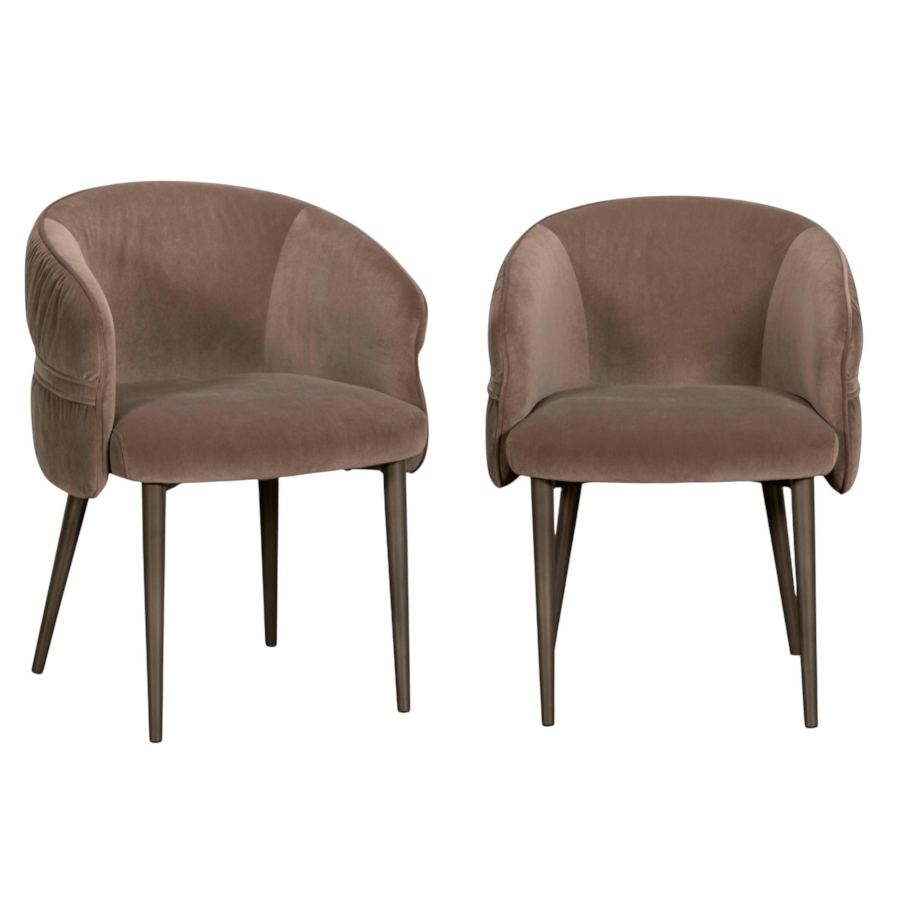 Fauteuil de table taupe dos rond avec galon (lot de 2) TREVI, PIER IMPORT