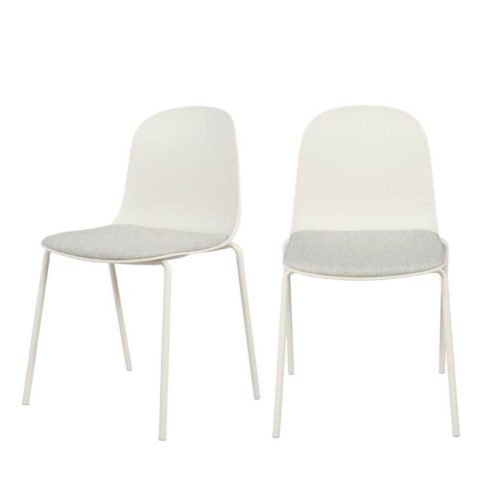 Lot de 2 chaises en tissu et métal pieds beige- LINDA, DRAWER