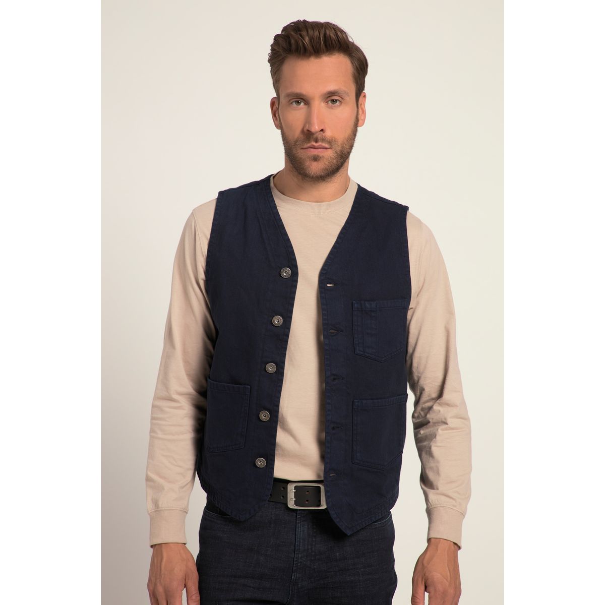 Gilet Col V Homme Essentials - 100% Coton - Coupe Décontractée - Taille M 68.6cm