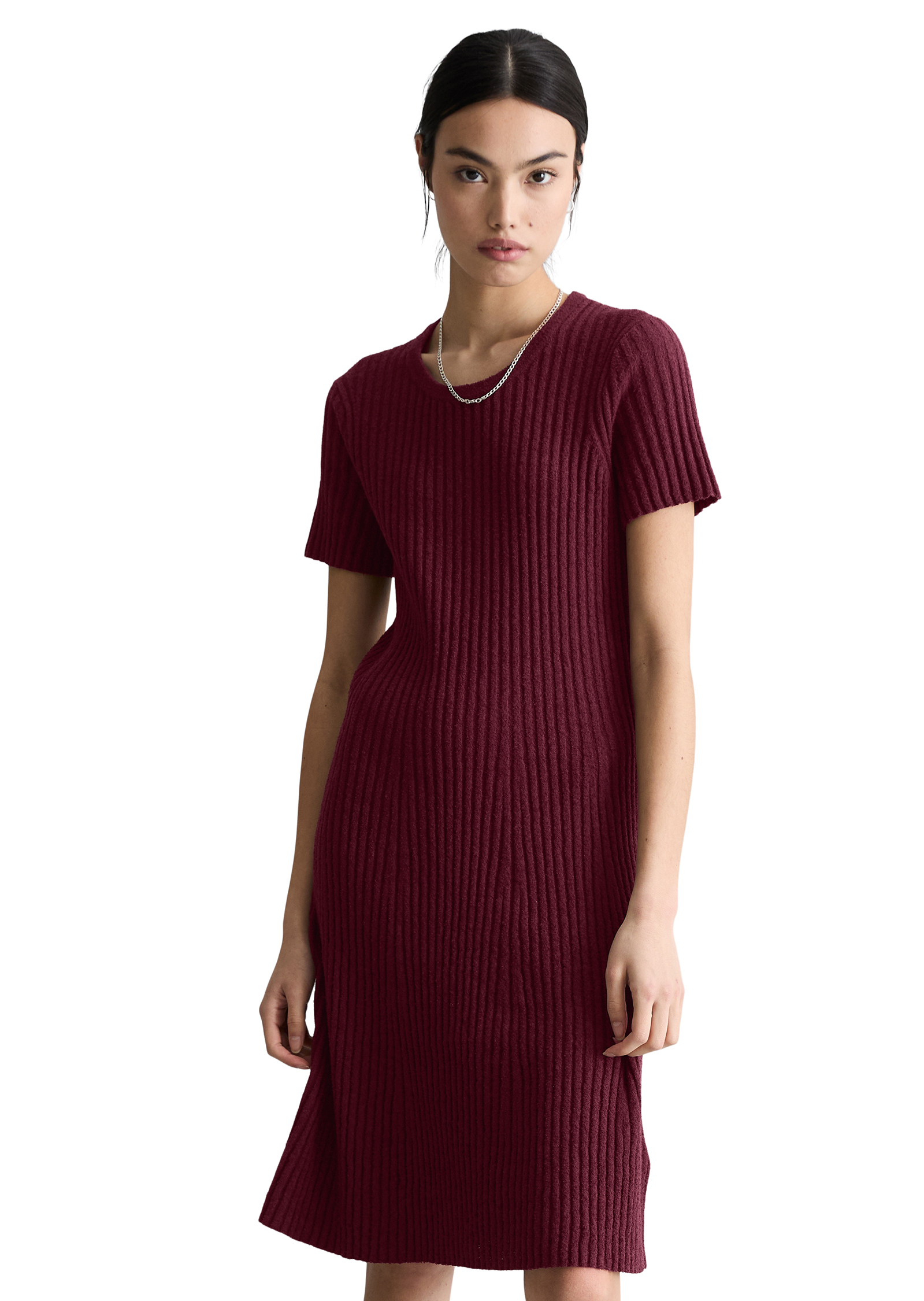 Robe en tricot slim en mélange de coton organique côtelé, MARC O’POLO DENIM