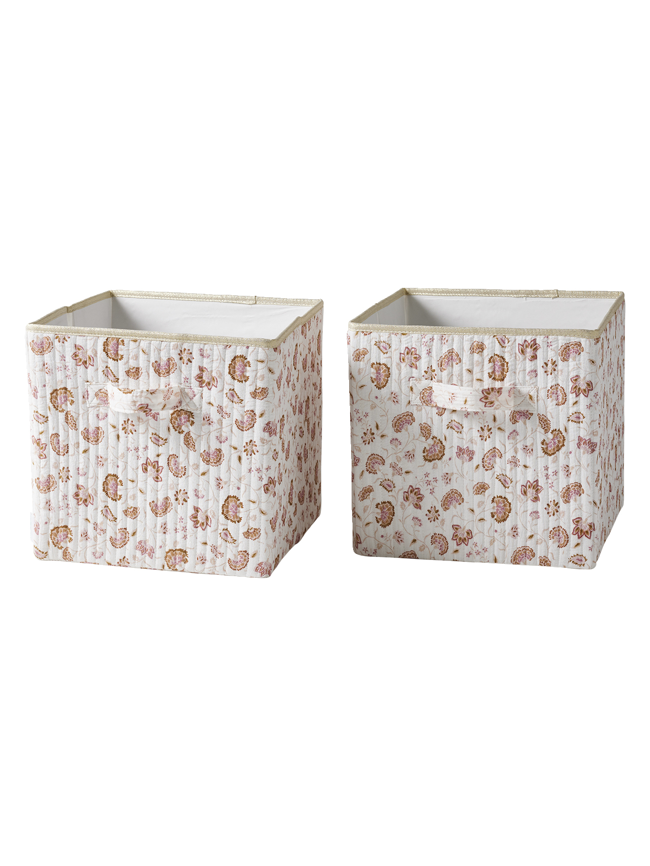 Lot de 2 bacs de rangement imprimé Fleurs Indienne Folk, VERTBAUDET