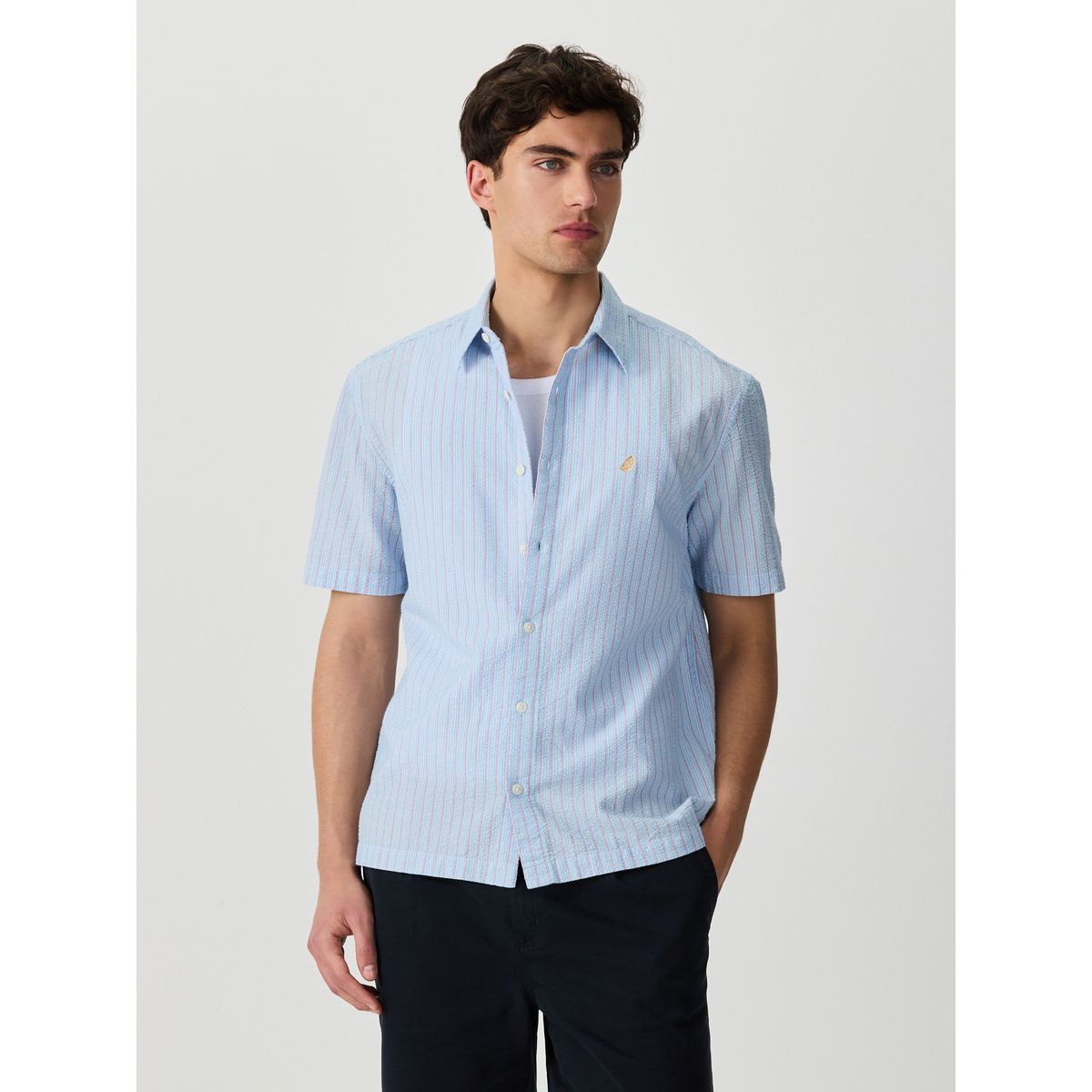 Chemise à manches courtes en seersucker rayé, NEXT