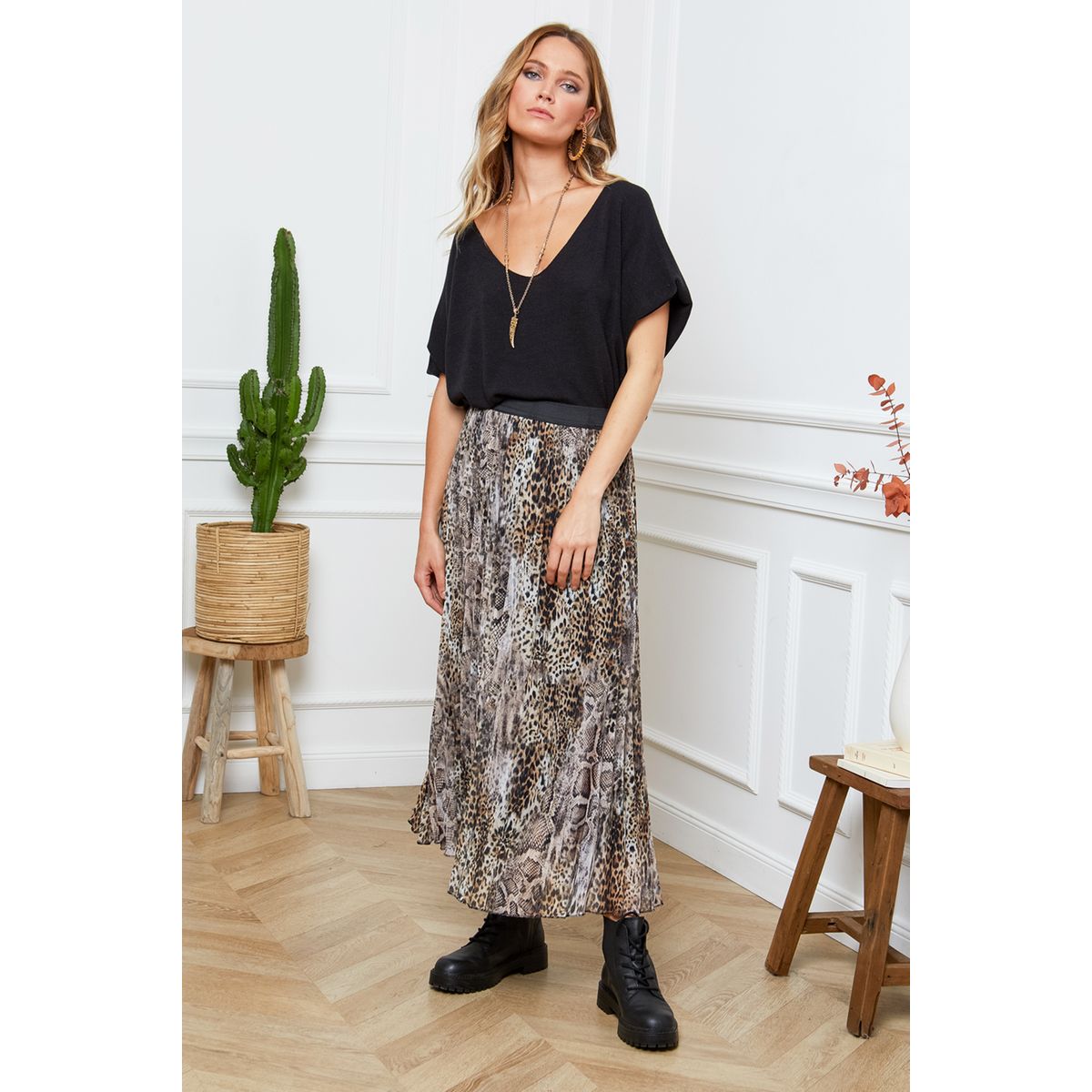 jupe longue leopard