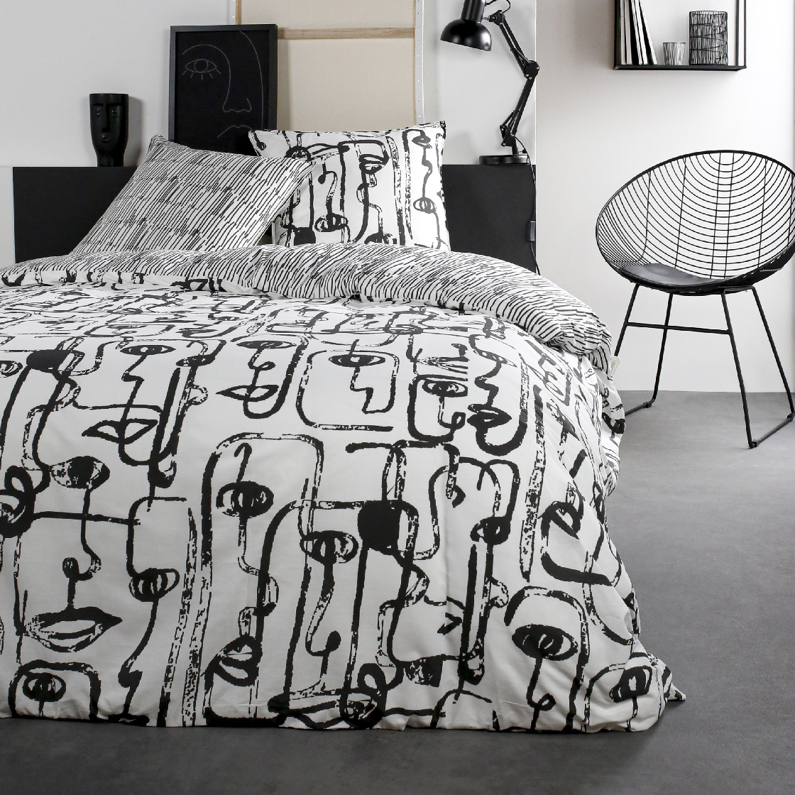 Parure de lit coton 2 personnes imprimé graphique SUNSHINE, TODAY