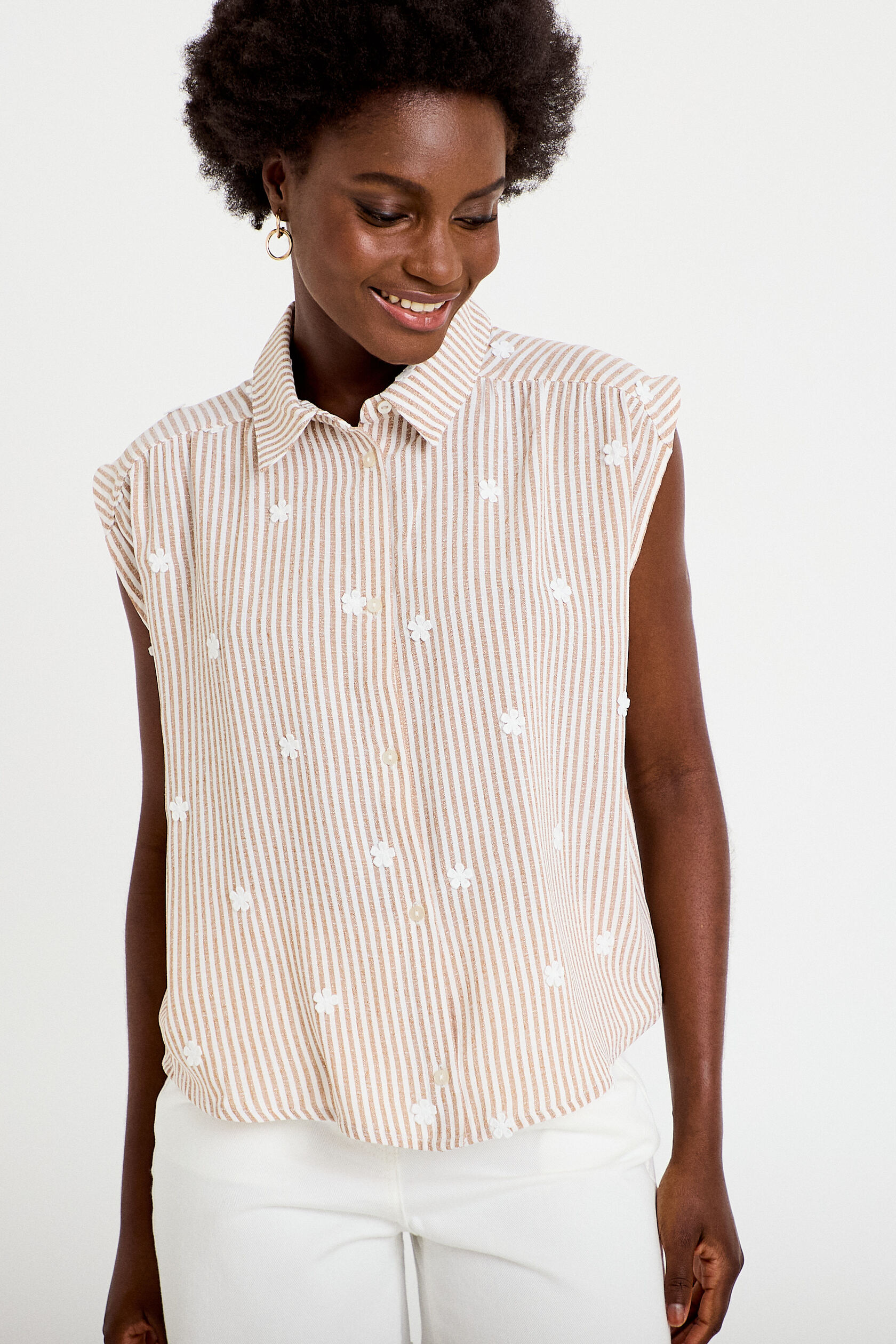 Blouse sans manches col classique, CACHE CACHE