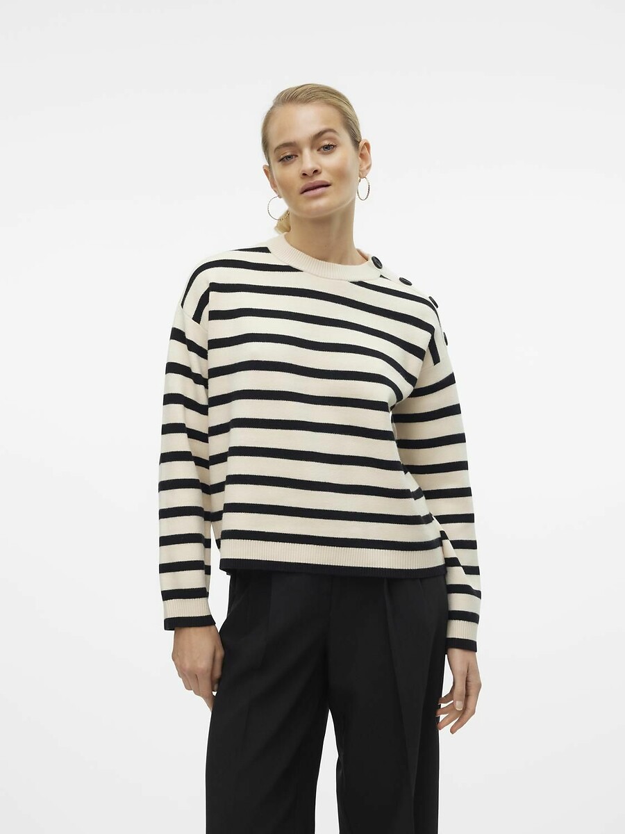 Pull rayé, détails boutons, VERO MODA