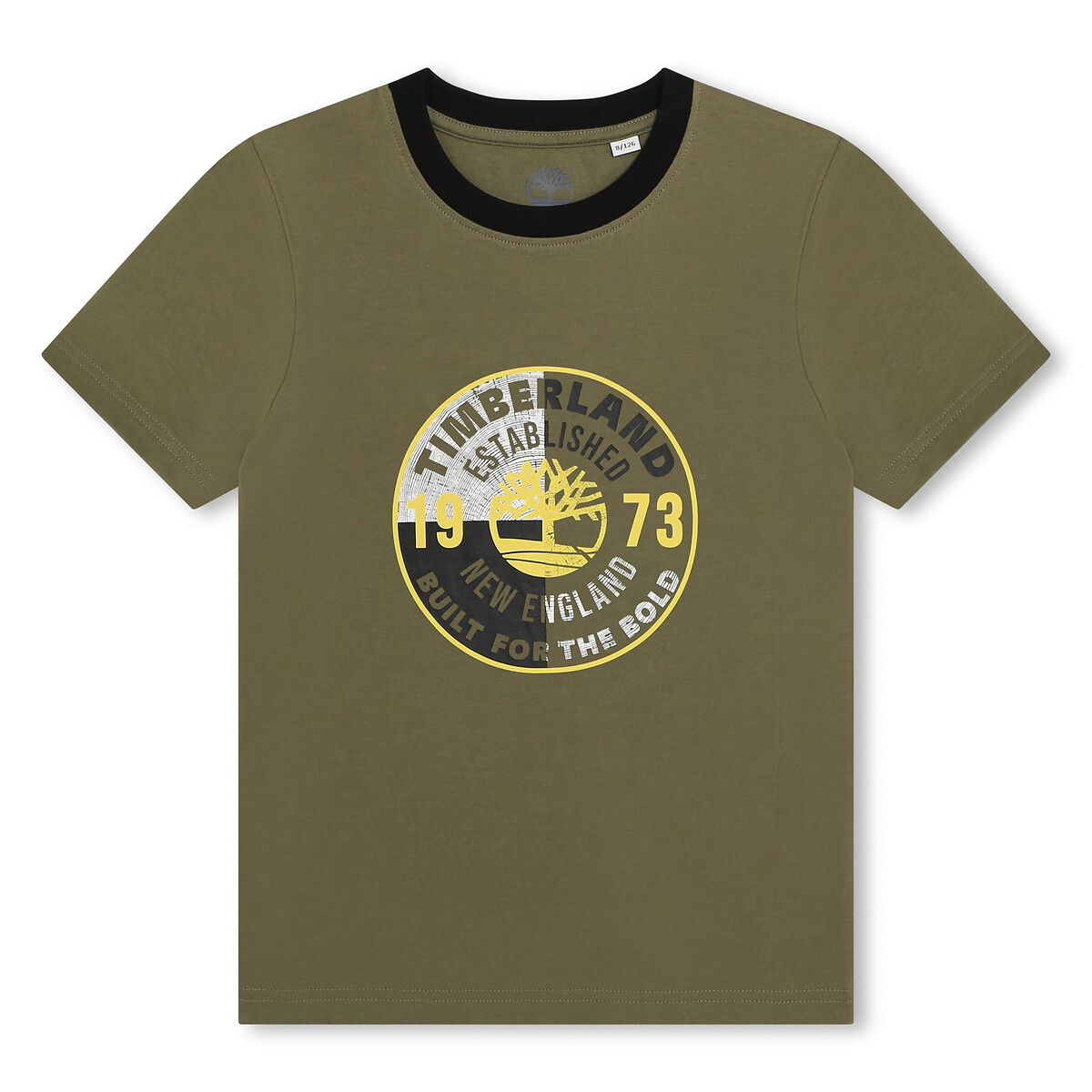 logo-print-cotton-t-shirt-with-short-sleeves-khaki-timberland-la-redoute