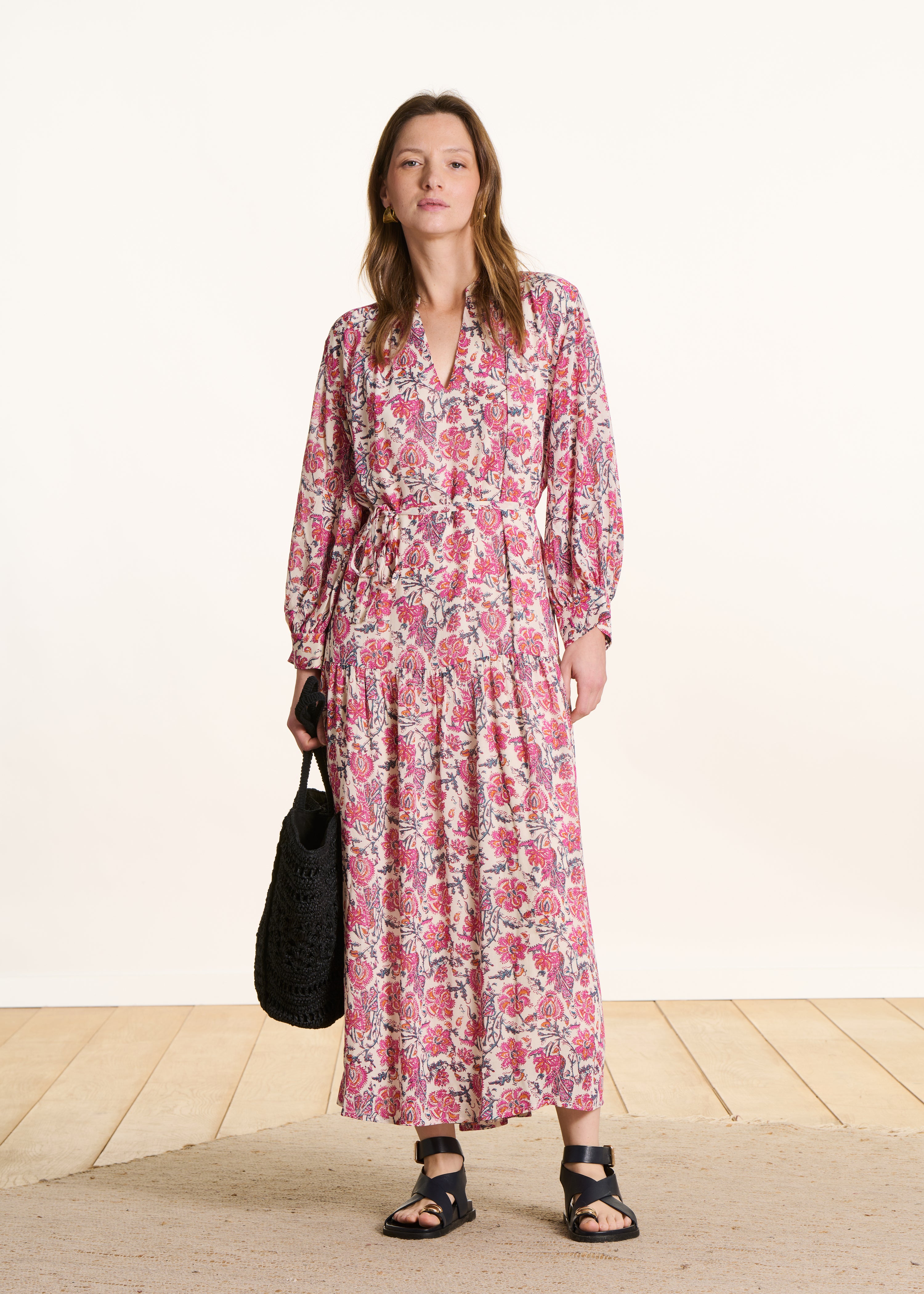 Robe longue oversize à imprimé floral, LA FEE MARABOUTEE