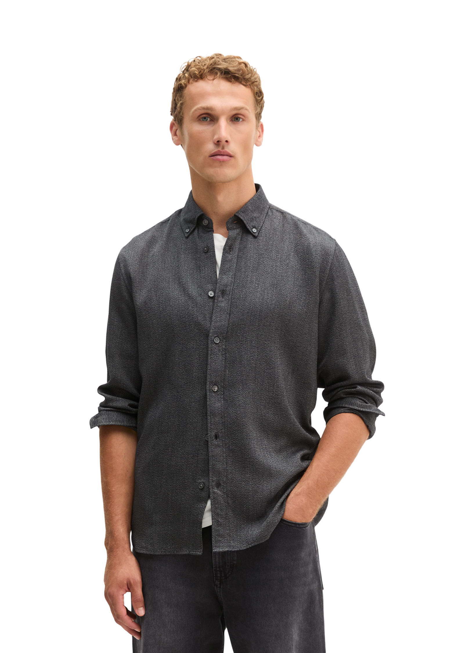 Chemise coupe classique en coton biologique et TENCEL™ Lyocell, MARC O'POLO