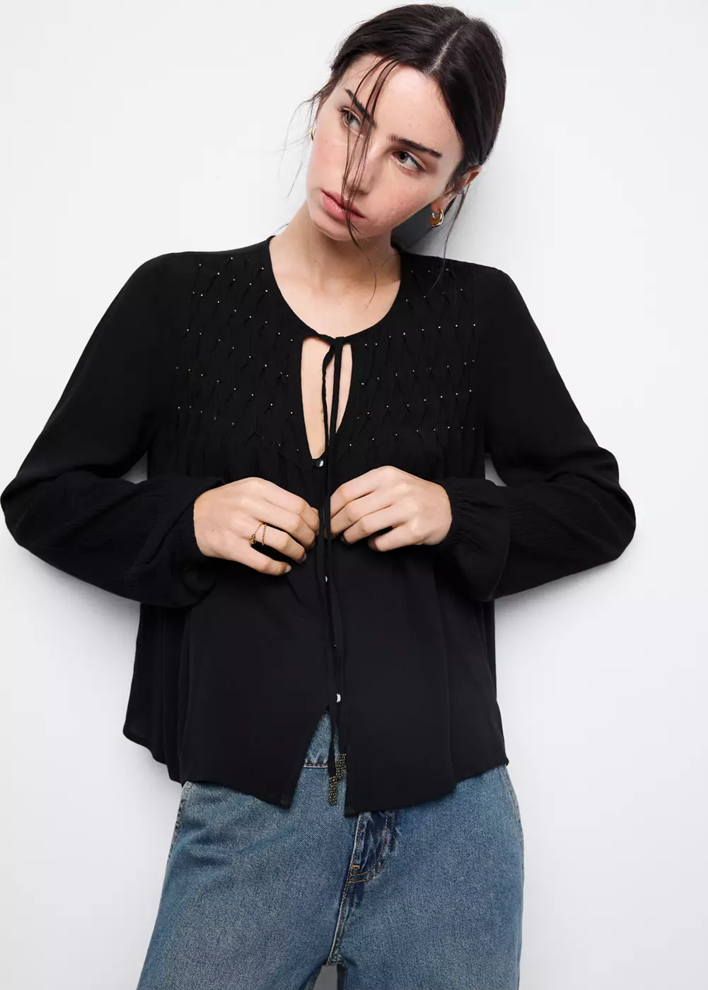 Blouse fluide détails métalliques, MANGO TEEN