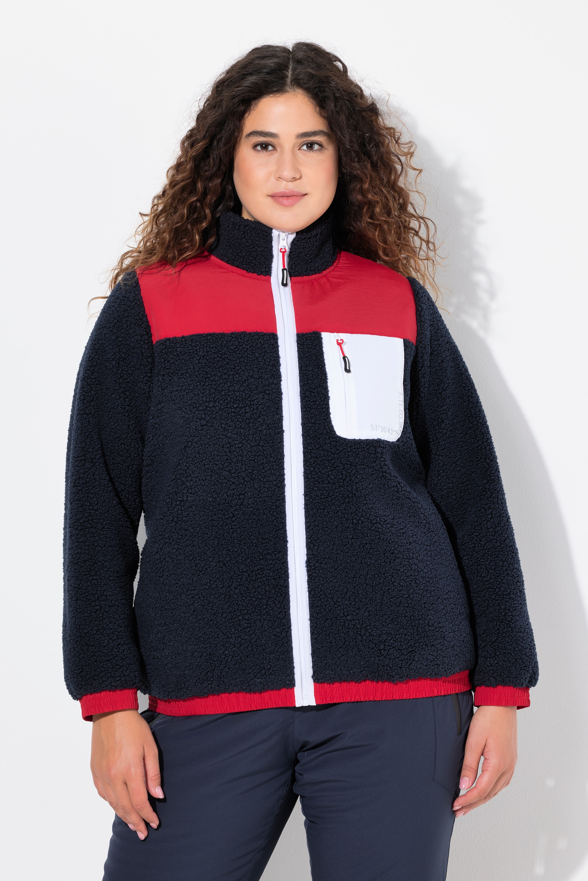 Veste en polaire bouclée avec col montant, ULLA POPKEN