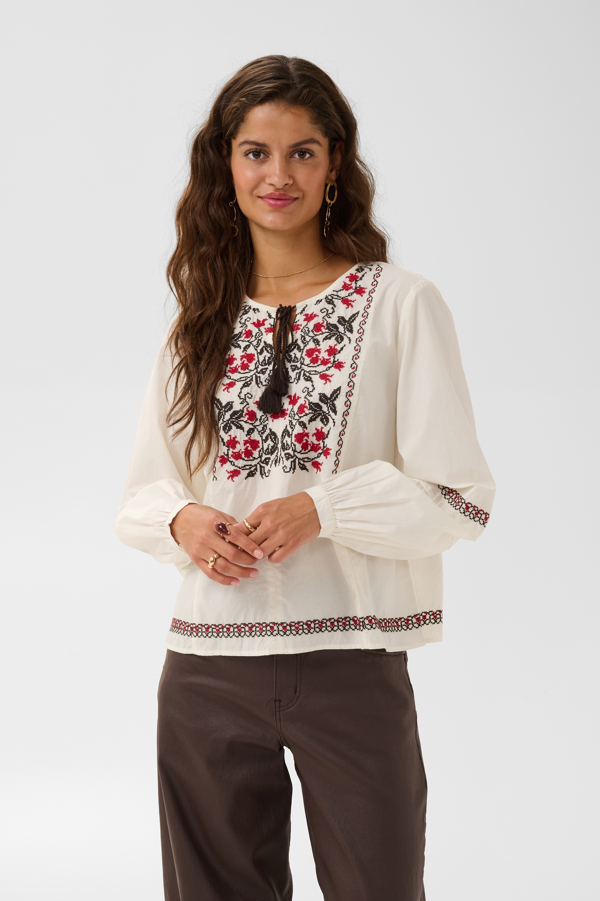 Blouse à manches longues, CREAM