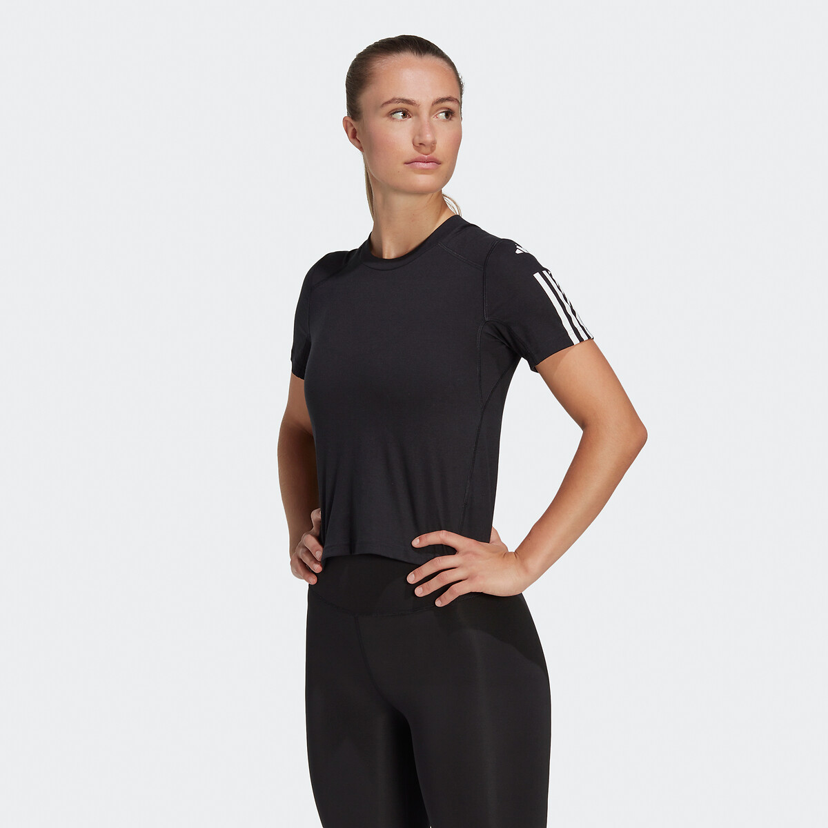adidas Training 3-Stripes AEROREADY t-shirt (Grote Maat) Dames Zwart