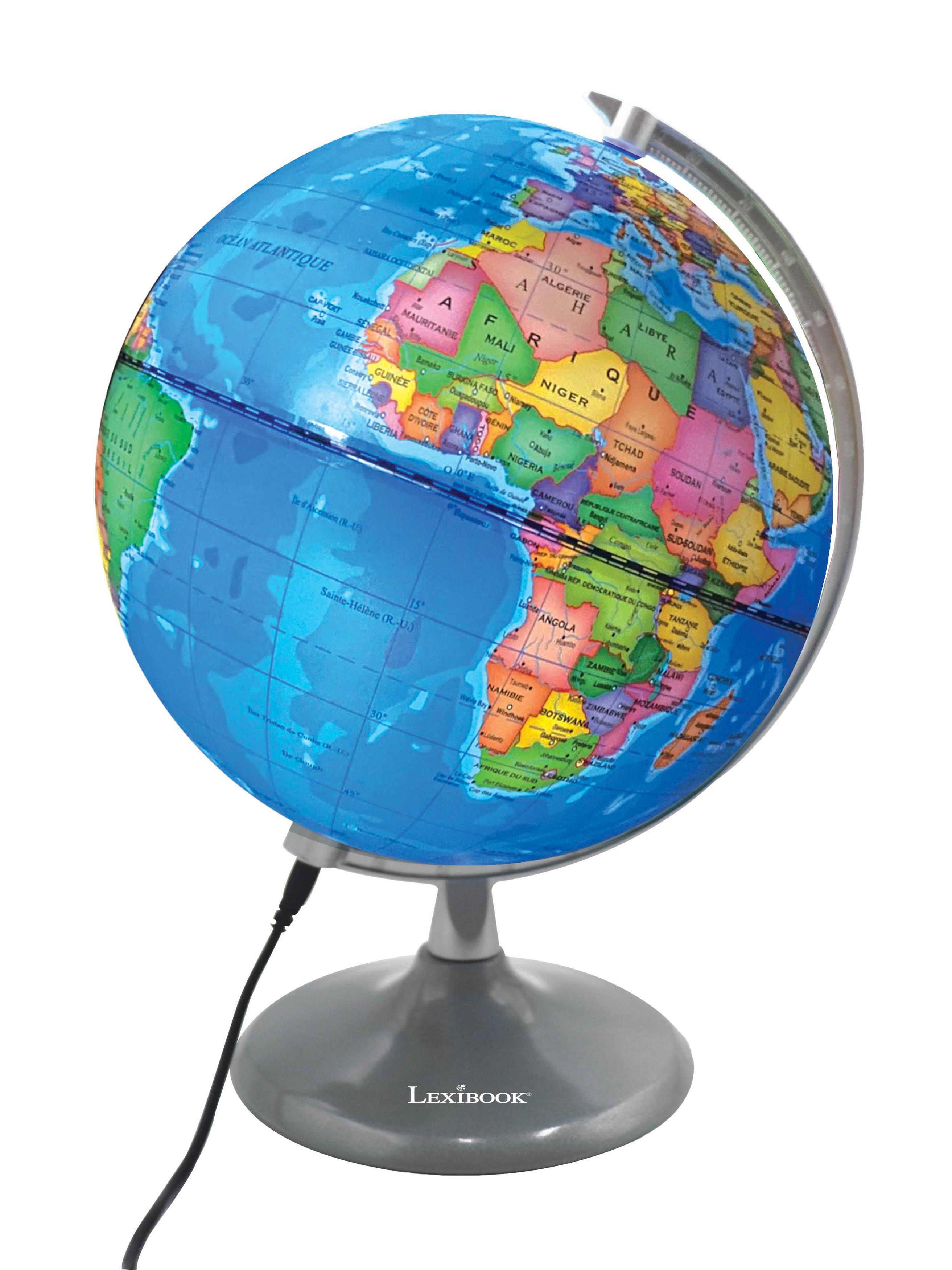 Globe terrestre jour et nuit Lumineux (Français), LEXIBOOK