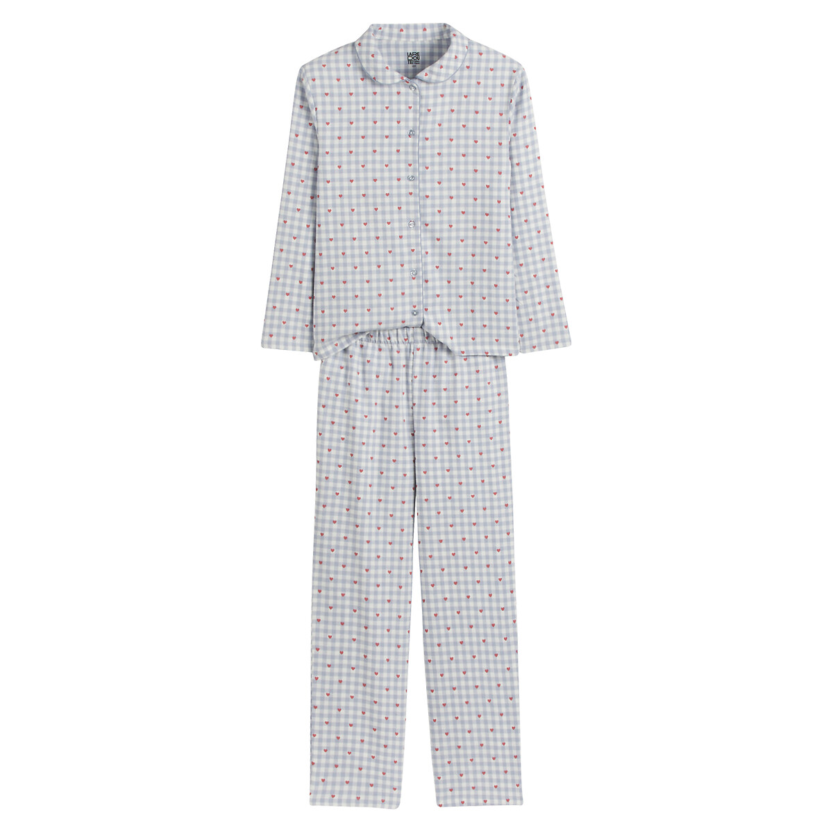 Pyjama in grootvaderstijl, ruiten en hartjes