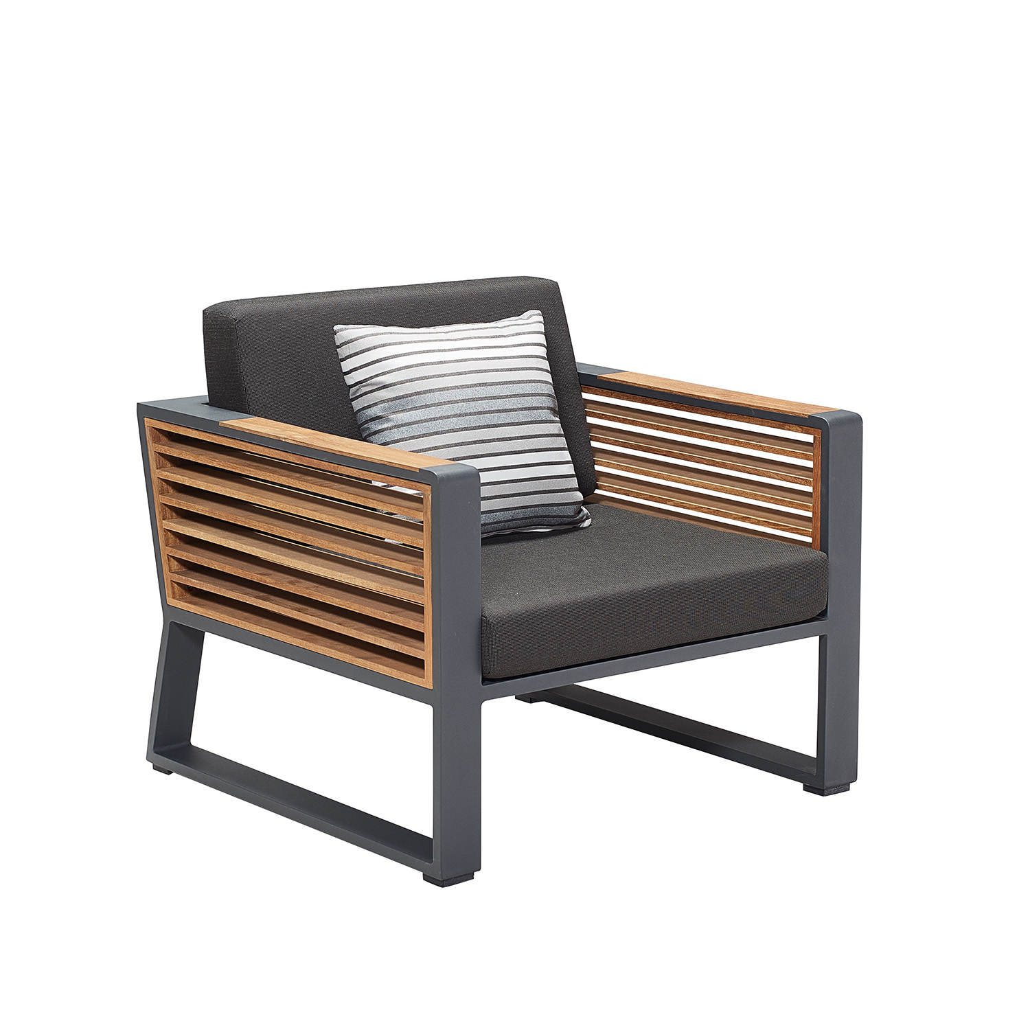 Fauteuil de jardin en aluminium et teck, COFY, AU JARDIN DE CHLOÉ