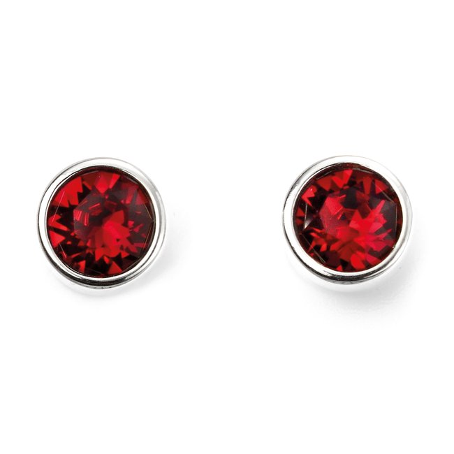 July Birthstone Sterling Silver Stud Earrings, silver-coloured/red, BEGINNINGS