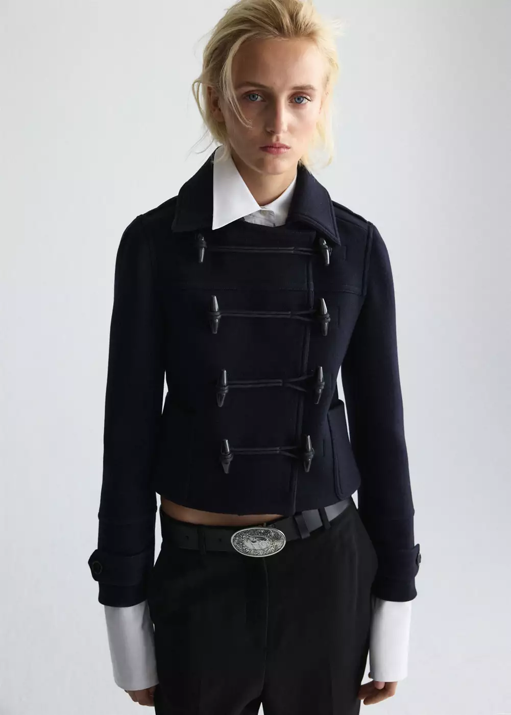 Veste en laine à brandebourgs, MANGO