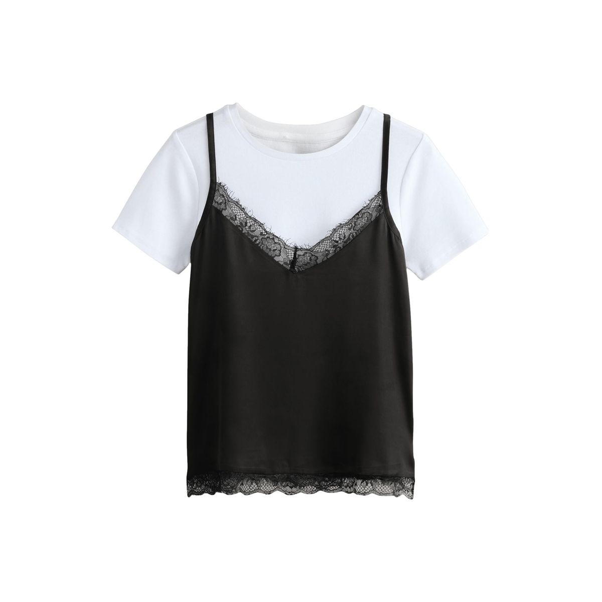 T-shirt à manches courtes et dentelle, NEXT