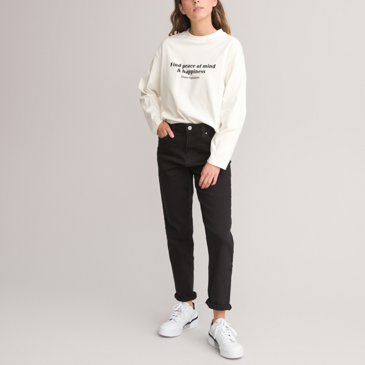 Jean mom noir La Redoute Collections La Redoute