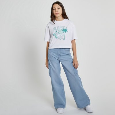 Set van 2 cropped T-shirts, zomer 'campus' motief LA REDOUTE COLLECTIONS