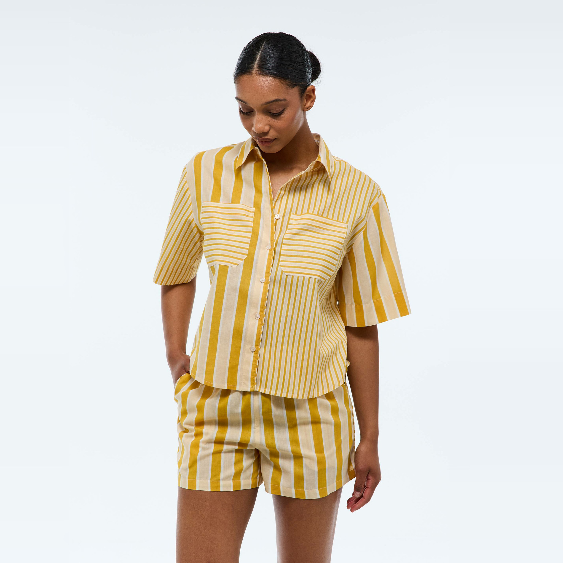 Pyjashort manches courtes rayé en coton BIO GOTS, MONOPRIX