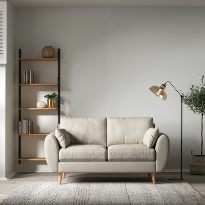 Ada Scandi Soft Woven 2 Seater Sofa with Light Wood Legs SO'HOME