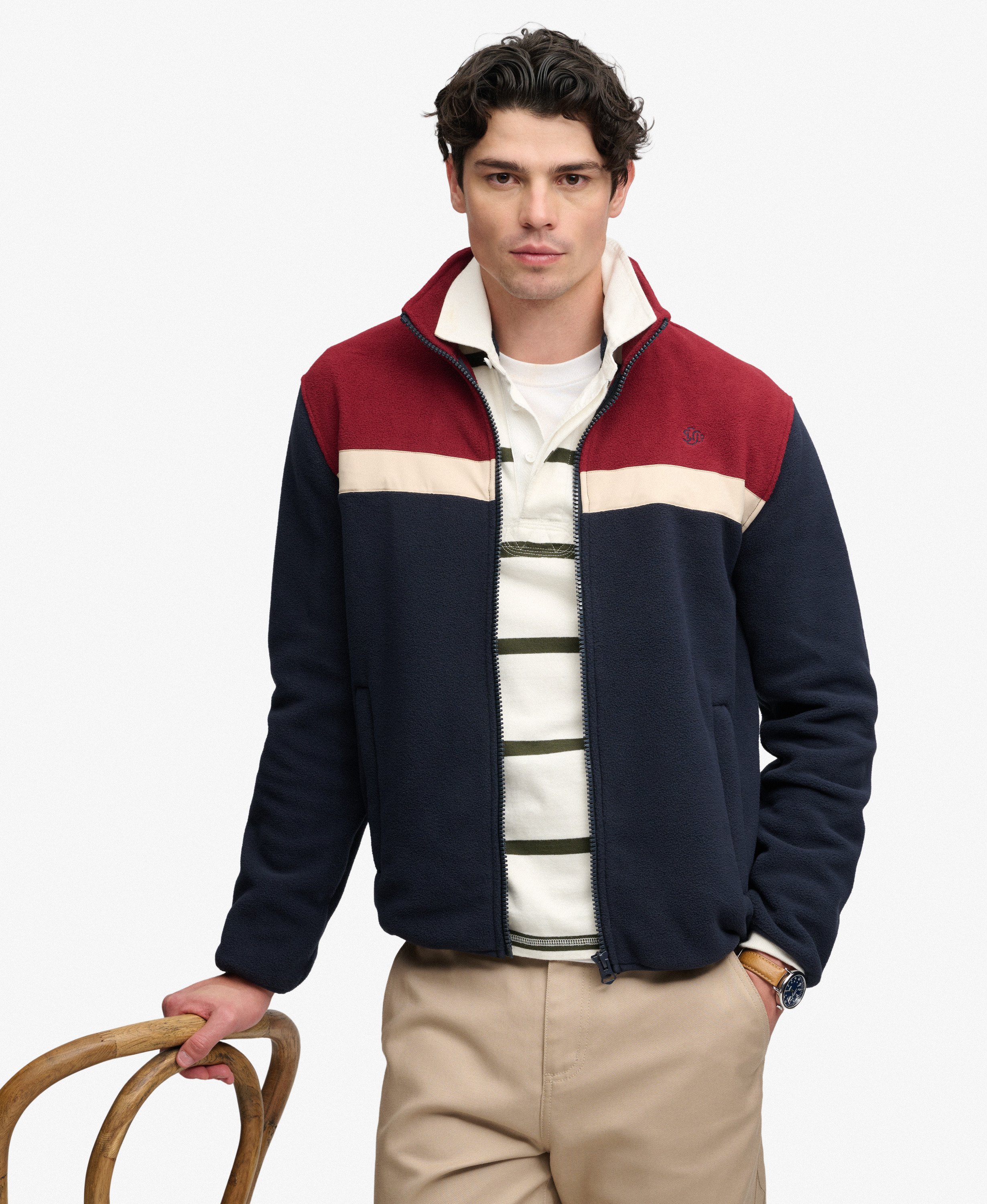 Polaire Tricolore Zippée Coupe Décontractée, SUPERDRY