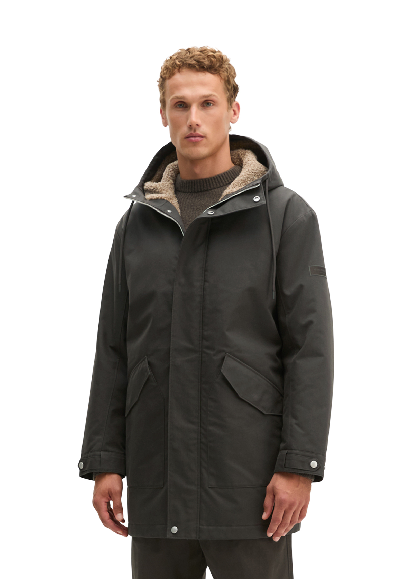 Veste à capuche en toile, coupe regular avec doublure en peluche et rembourrage en Unifi REPREVE®, MARC O'POLO