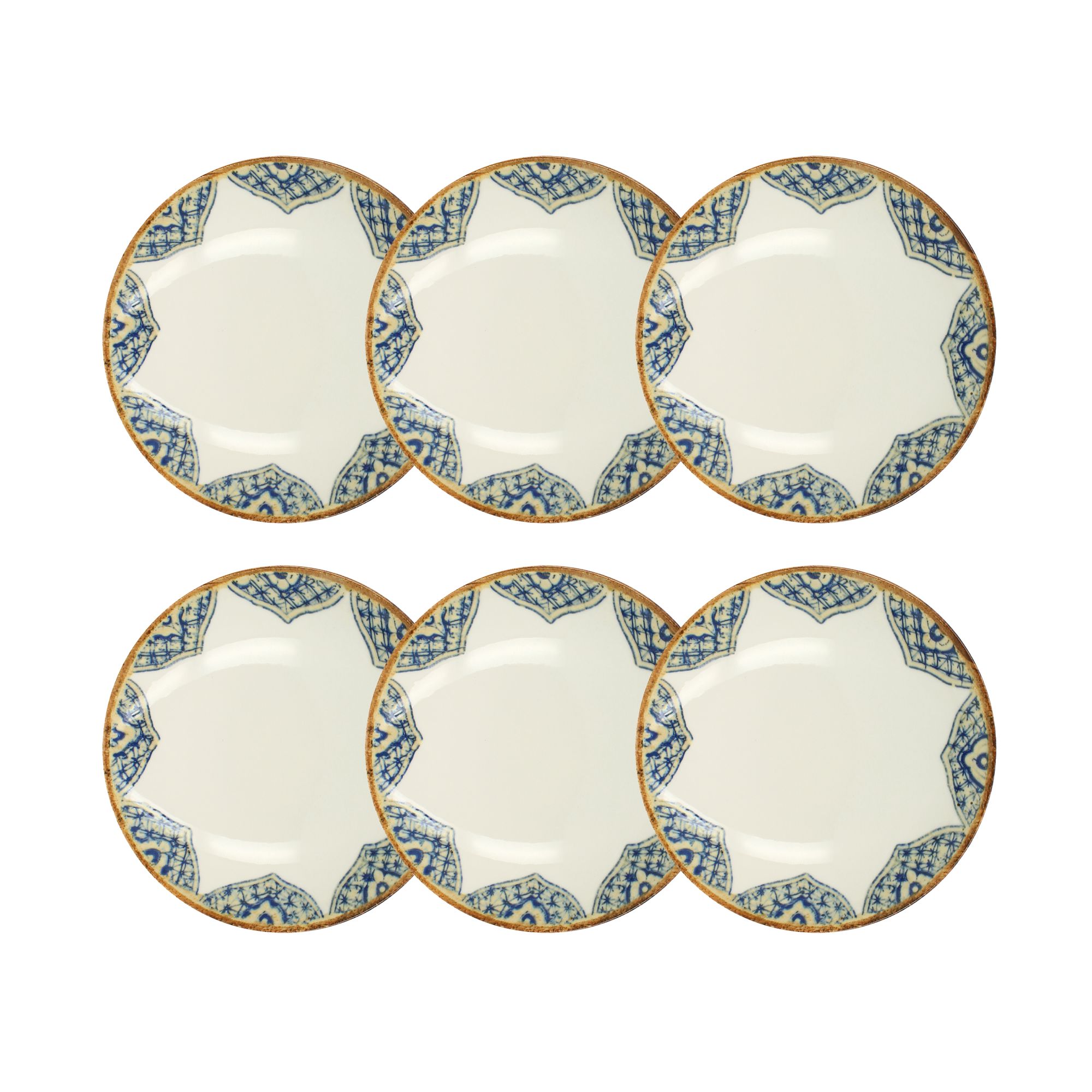 Lot de 6 assiettes creuses 21cm en porcelaine, CALYPSO, OGO LIVING